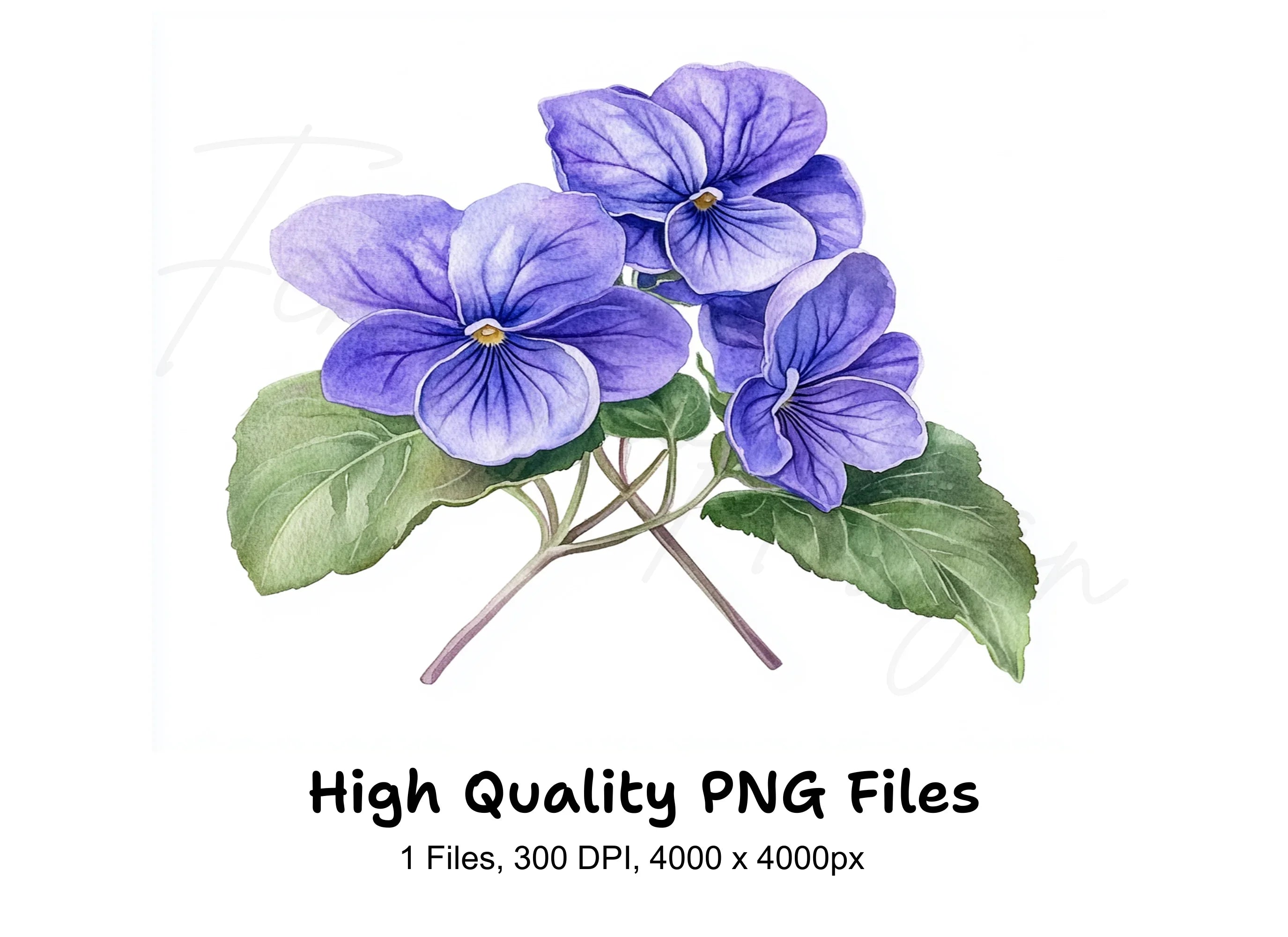 Violet Flowers Clipart Bundle