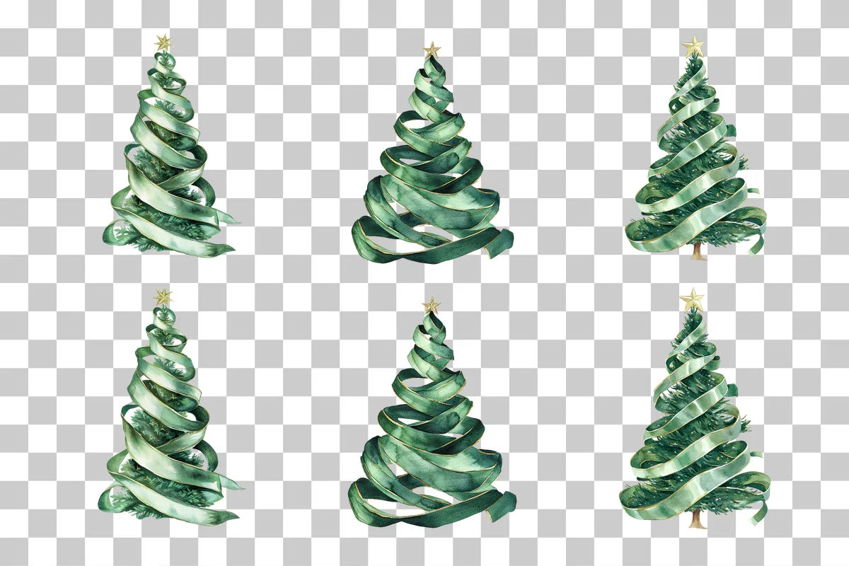Ribbon Spiral Christmas Tree Clipart Bundle - CraftNest - Digital Crafting and Art
