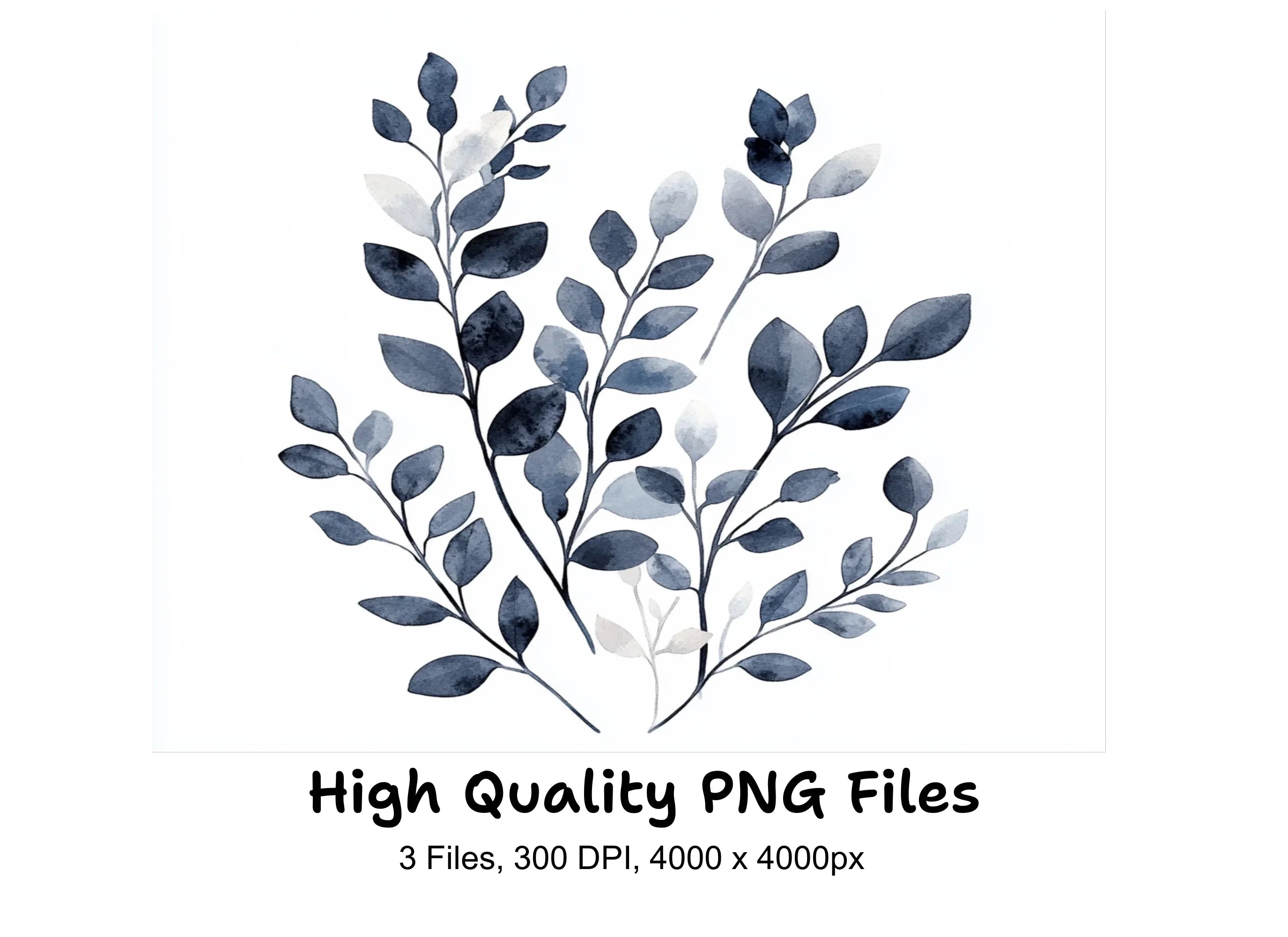 Blue and Gold Leaf Clipart Bundle