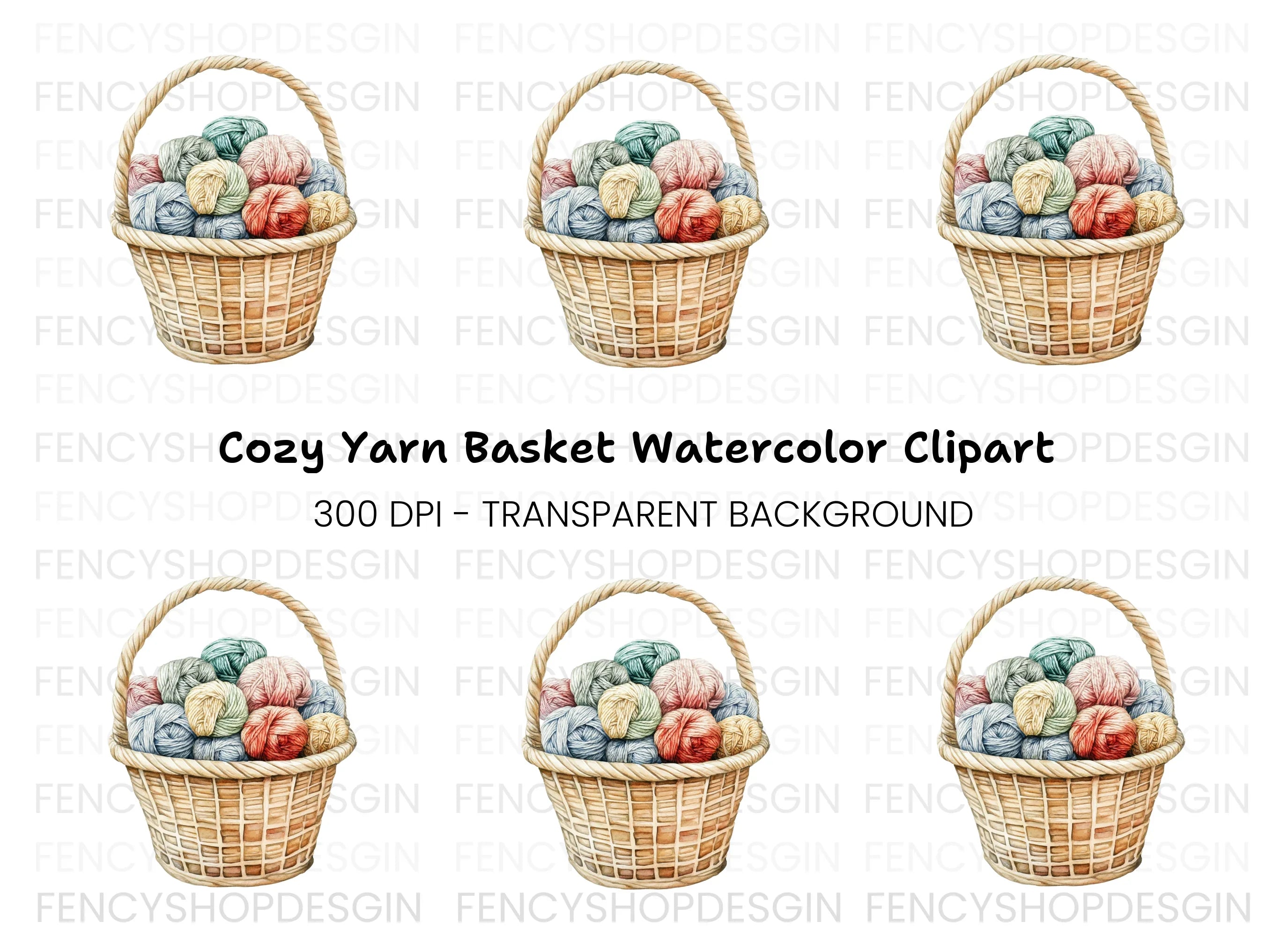 Cozy Yarn Basket Clipart Bundle