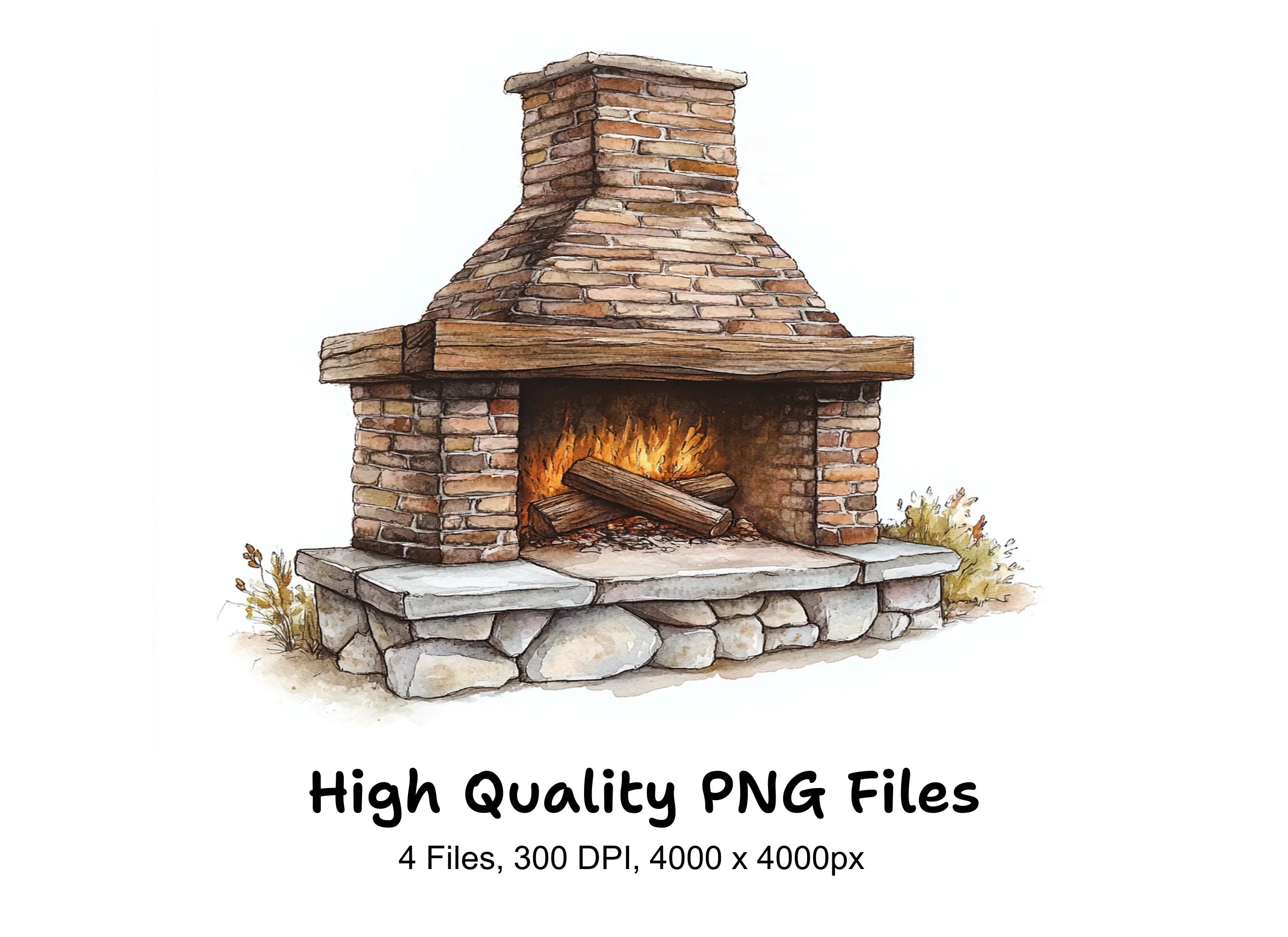 Rustic Fireplace Clipart Bundle