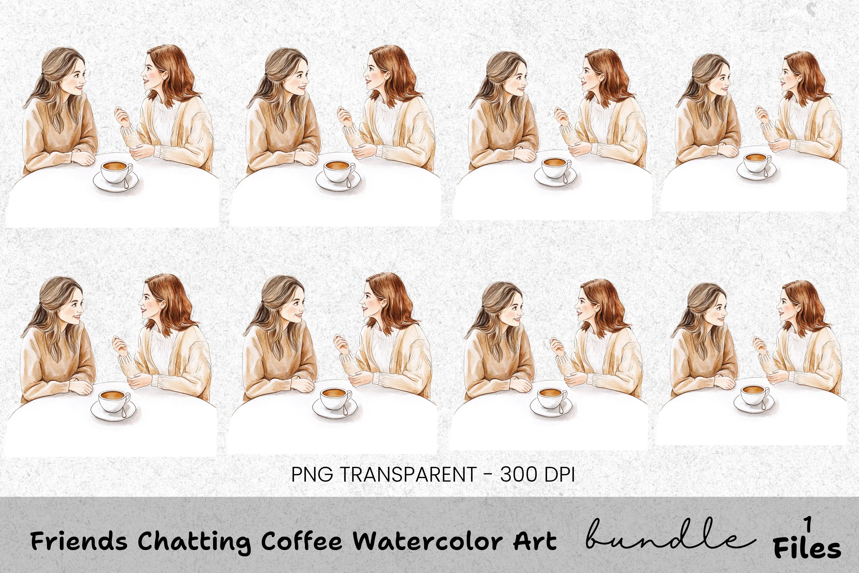 Friends Chatting Coffee Clipart Bundle