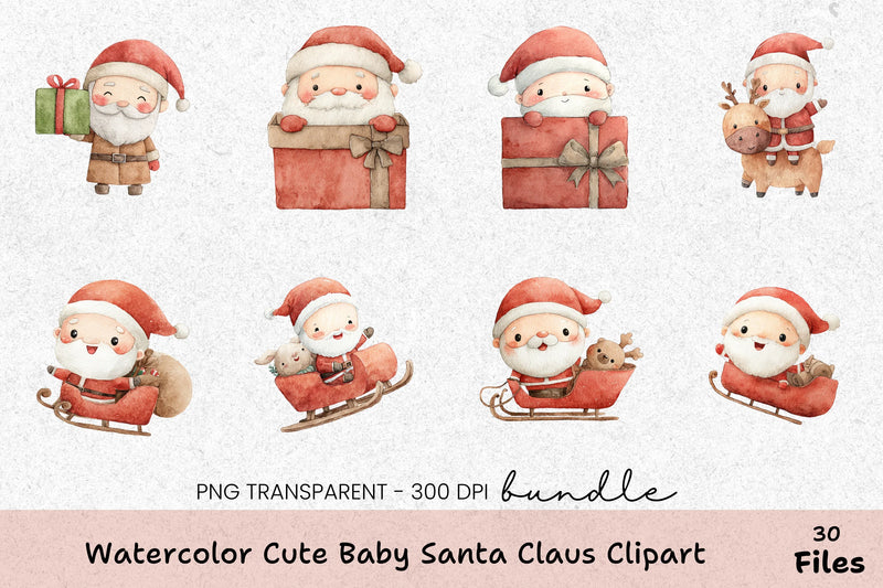 Cute Baby Santa Claus Clipart Bundle - CraftNest - Digital Crafting and Art