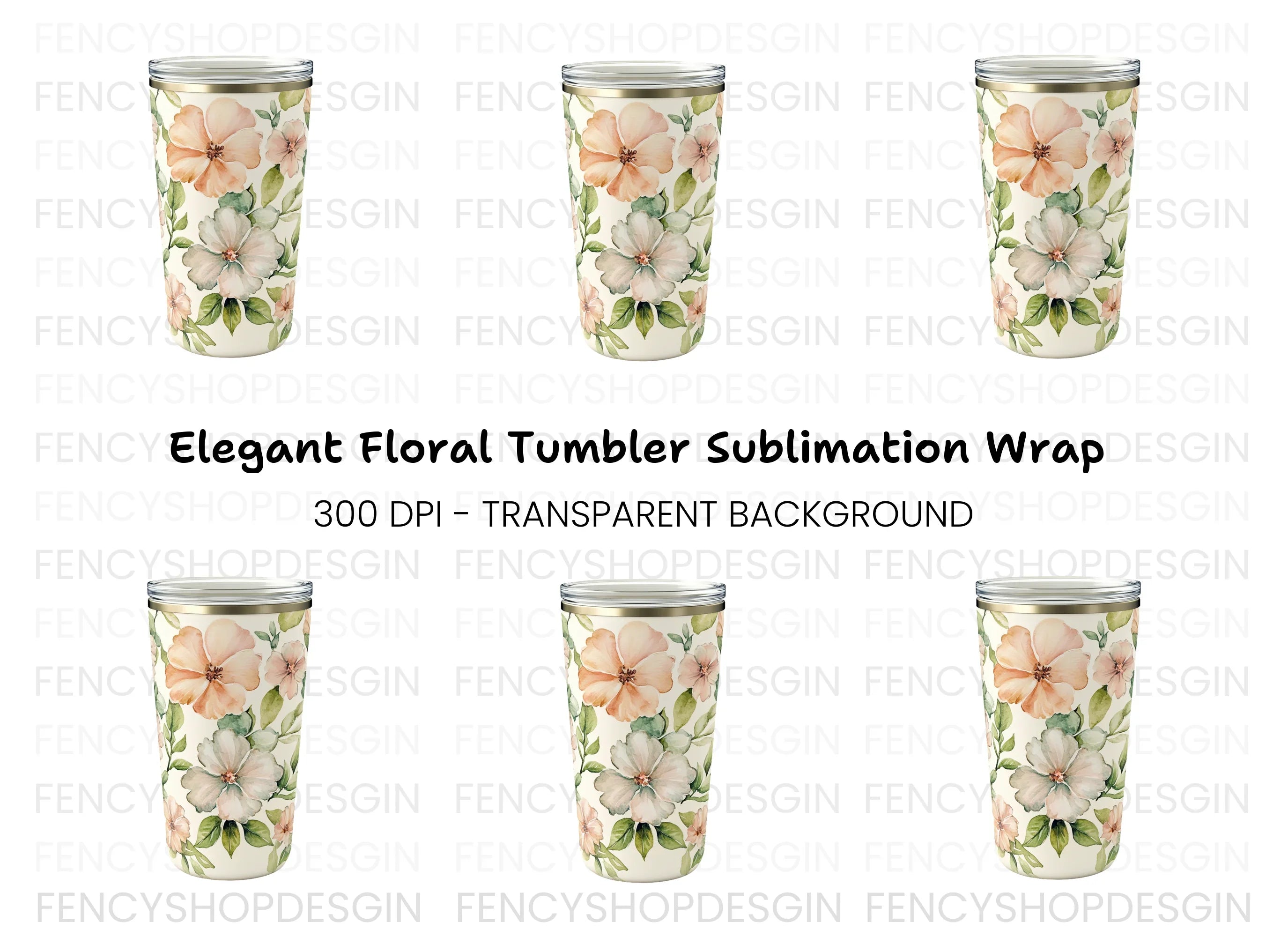 Floral Tumbler Clipart Bundle