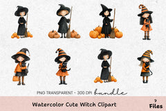 Cute Witch Clipart Bundle - CraftNest - Digital Crafting and Art