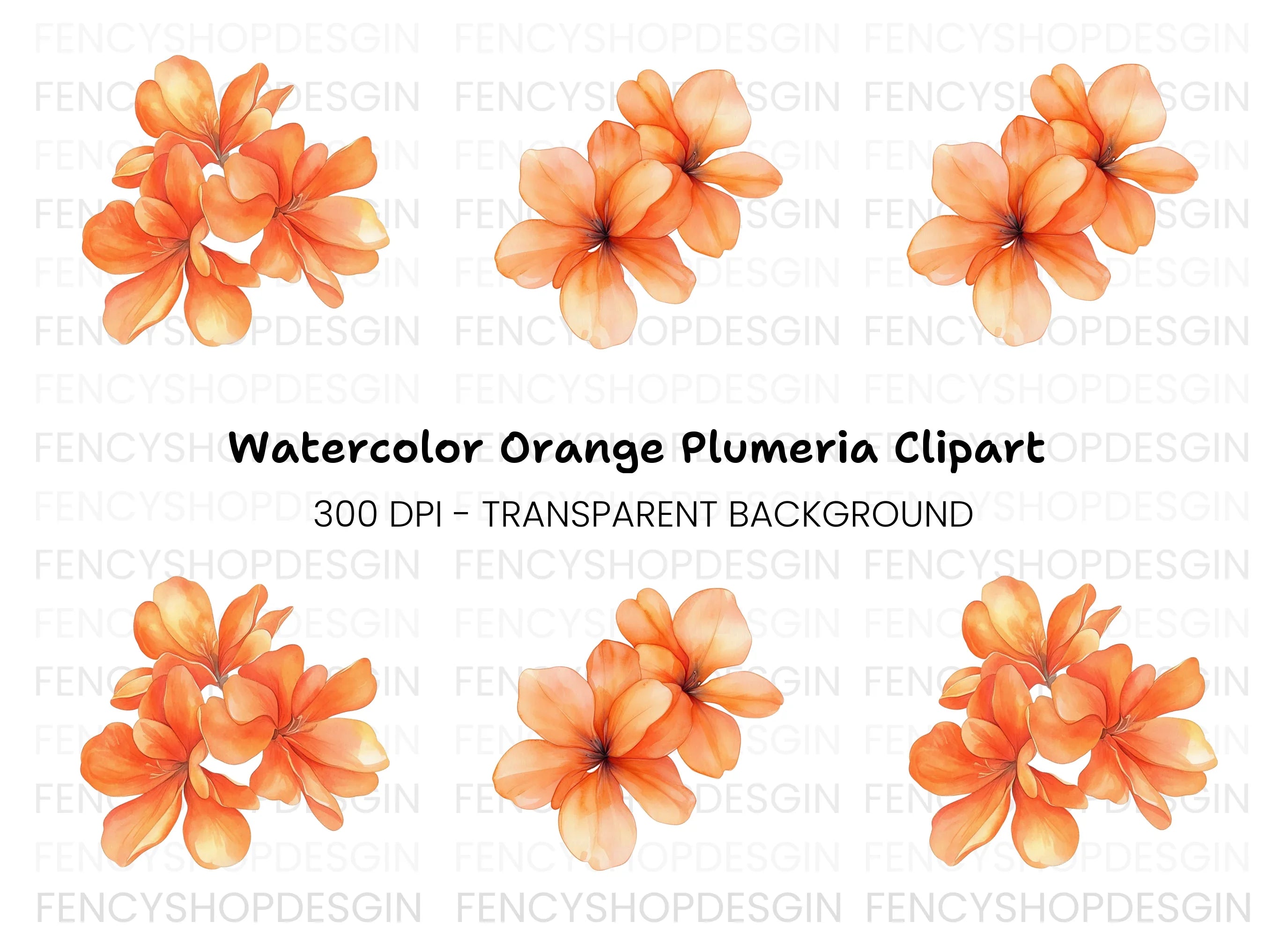 Orange Flower Clusters Clipart Bundle