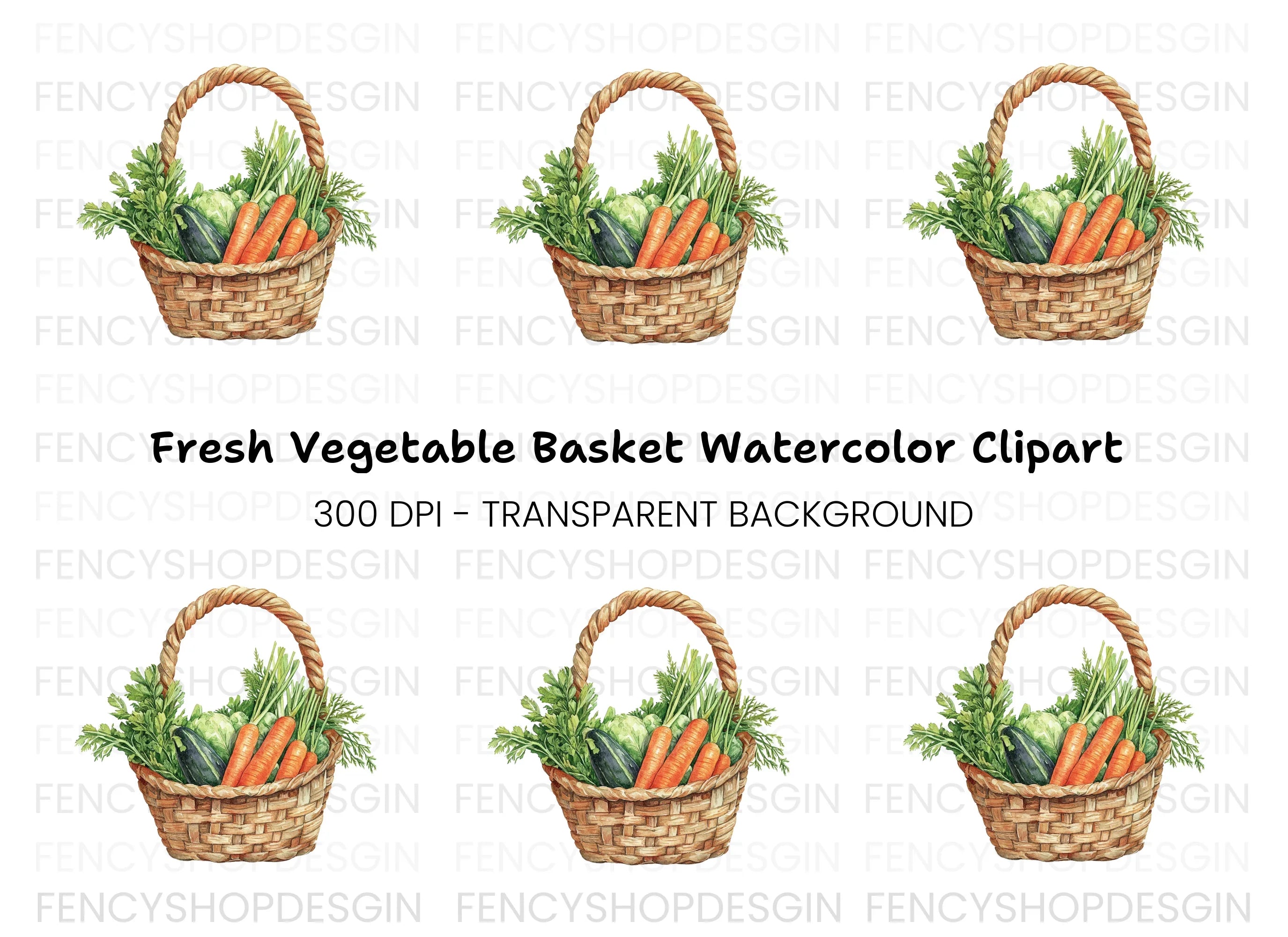 Fresh Harvest Basket Clipart Bundle