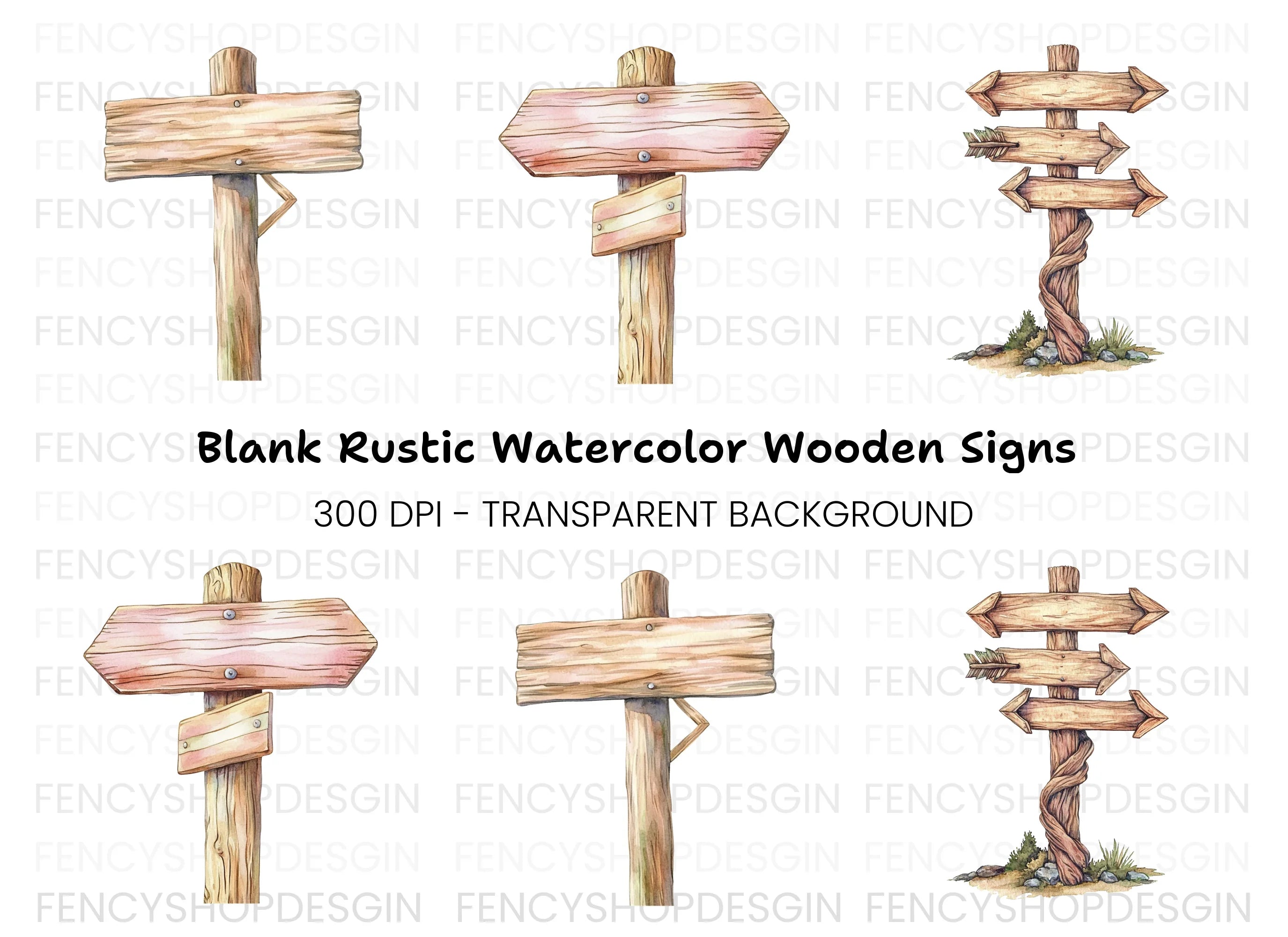 Wooden Signpost Clipart Bundle