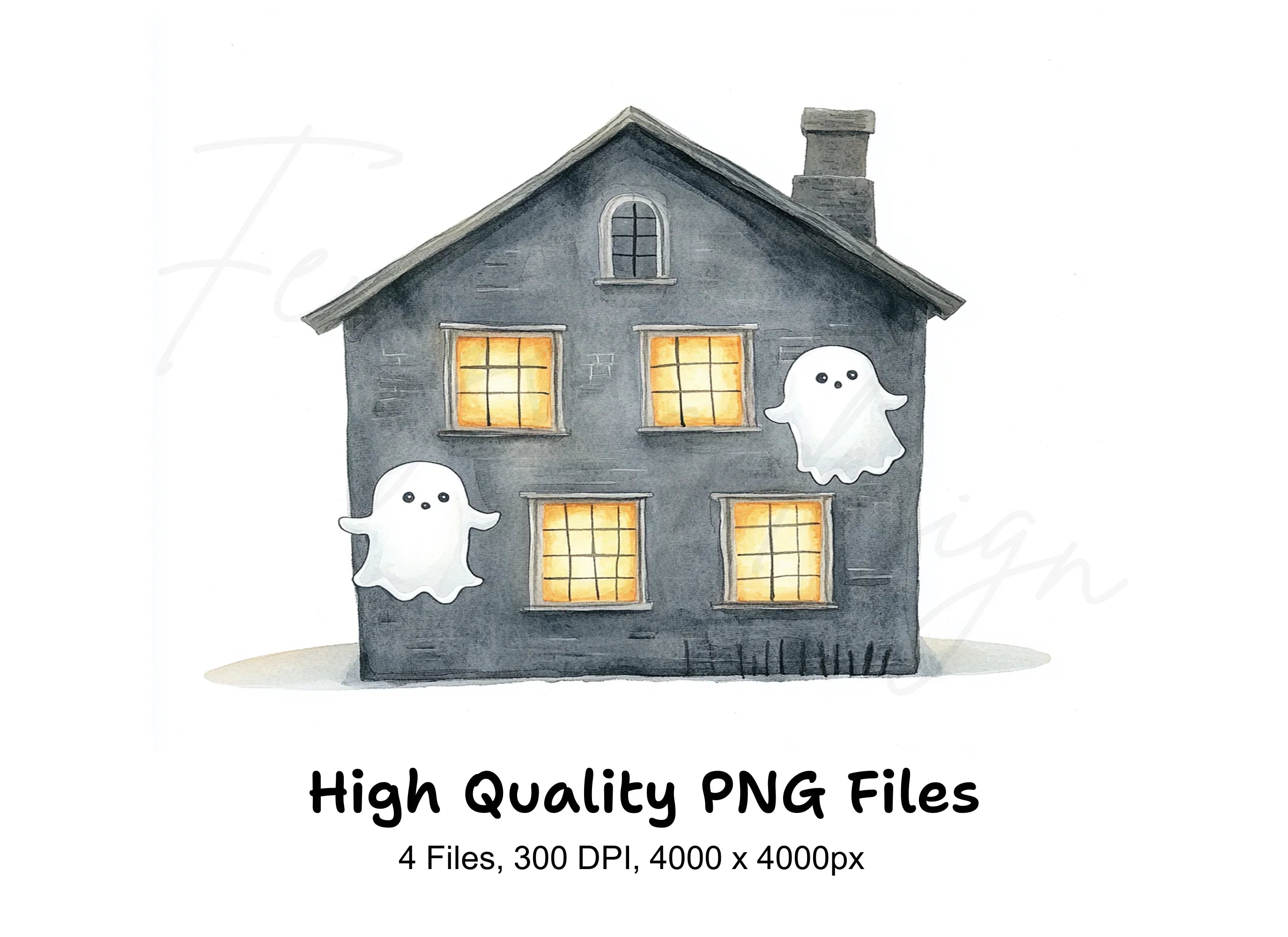 Spooky Haunted House Ghost Clipart Bundle