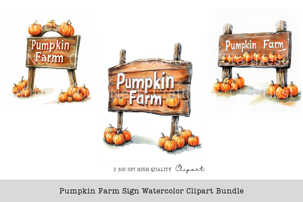 Pumpkin Farm Sign Clipart Bundle