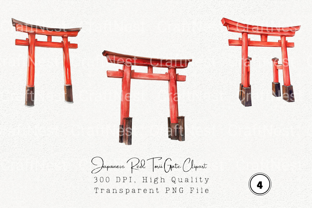 Japanese Red Torii Gate Clipart Bundle