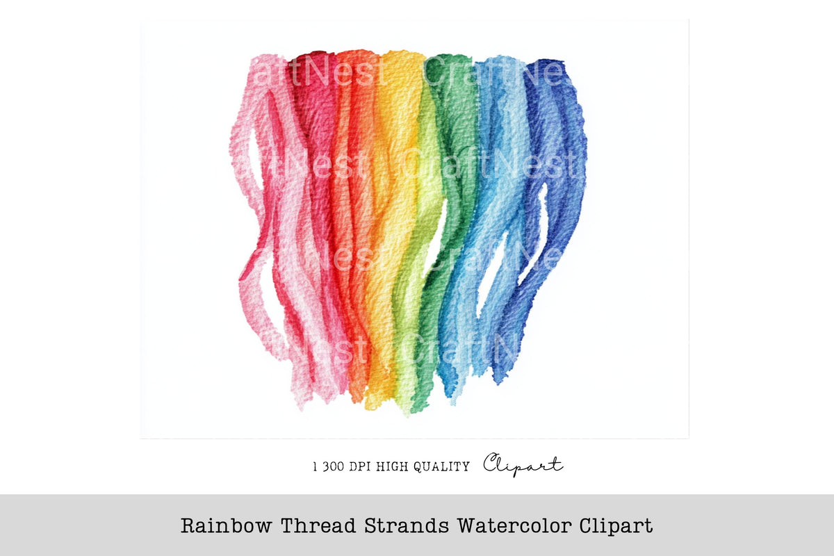 Rainbow Thread Strands Clipart Bundle