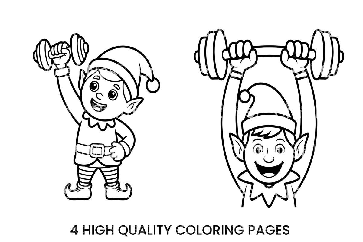 Strong Christmas Elf Weightlifting Coloring Books