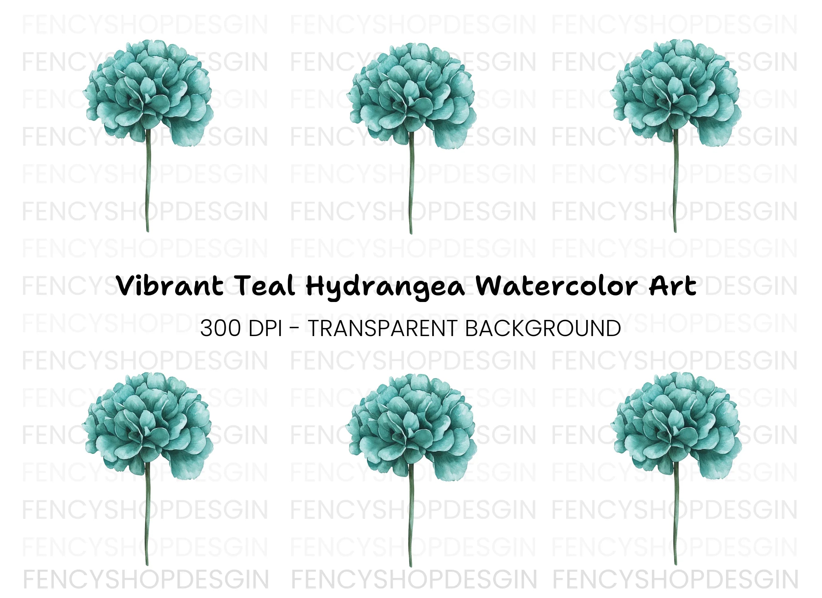 Teal Peony Flower Clipart Bundle