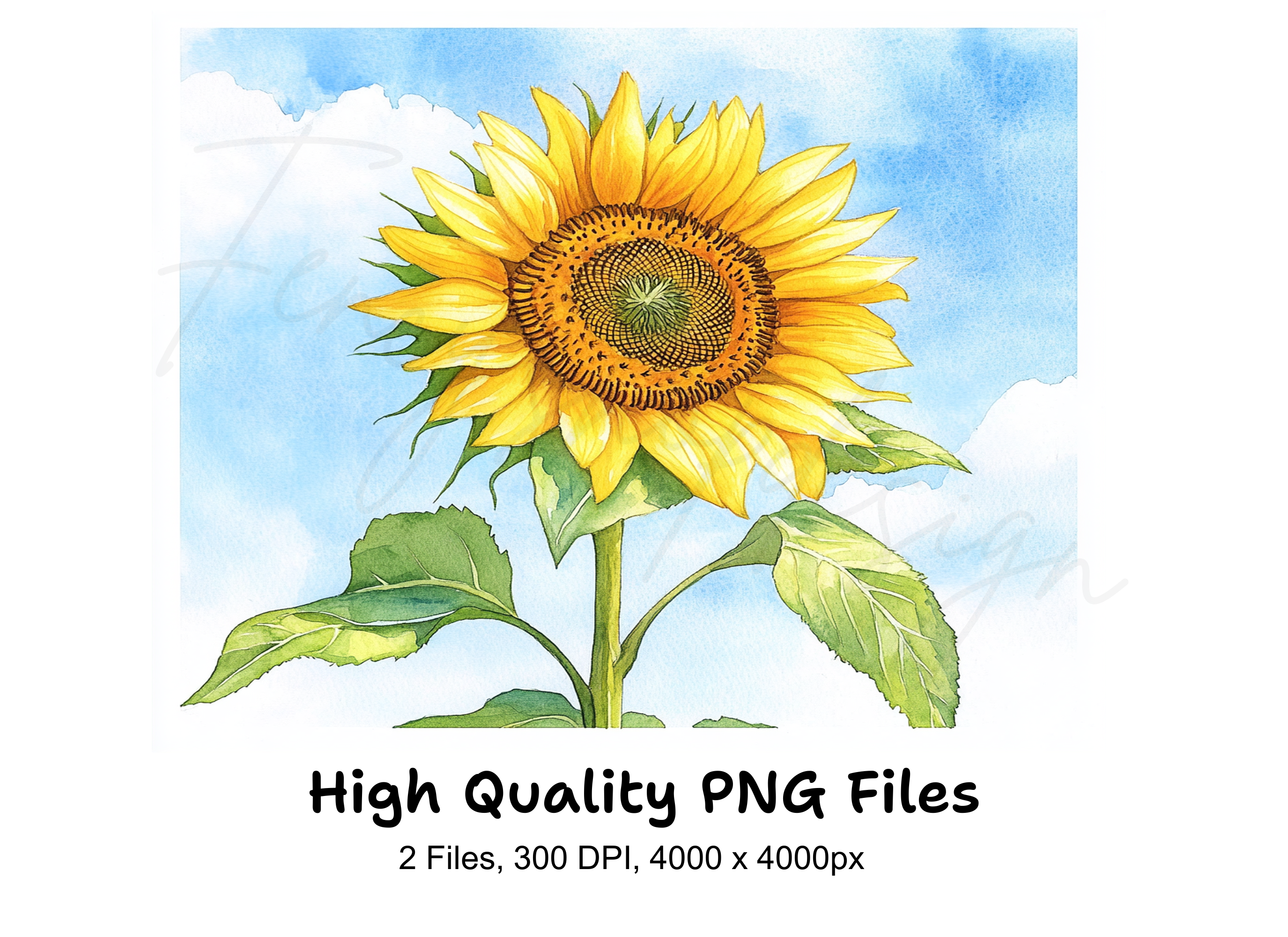 Bright Sunflower Illustrations Clipart Bundle