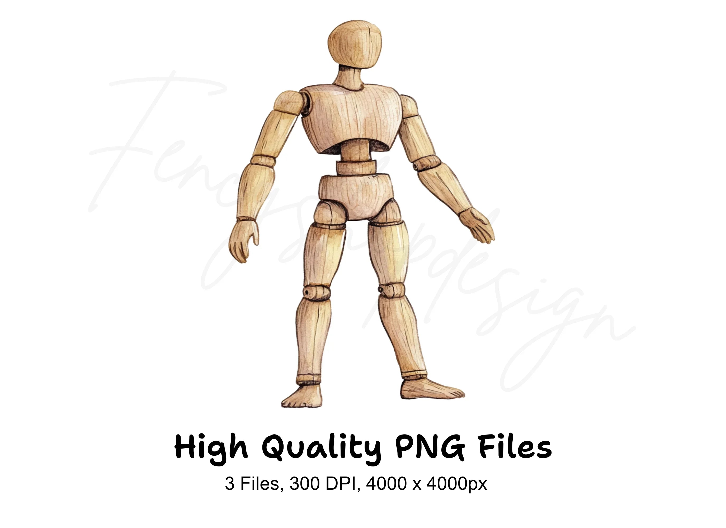 Wooden Mannequin Dolls Clipart Bundle