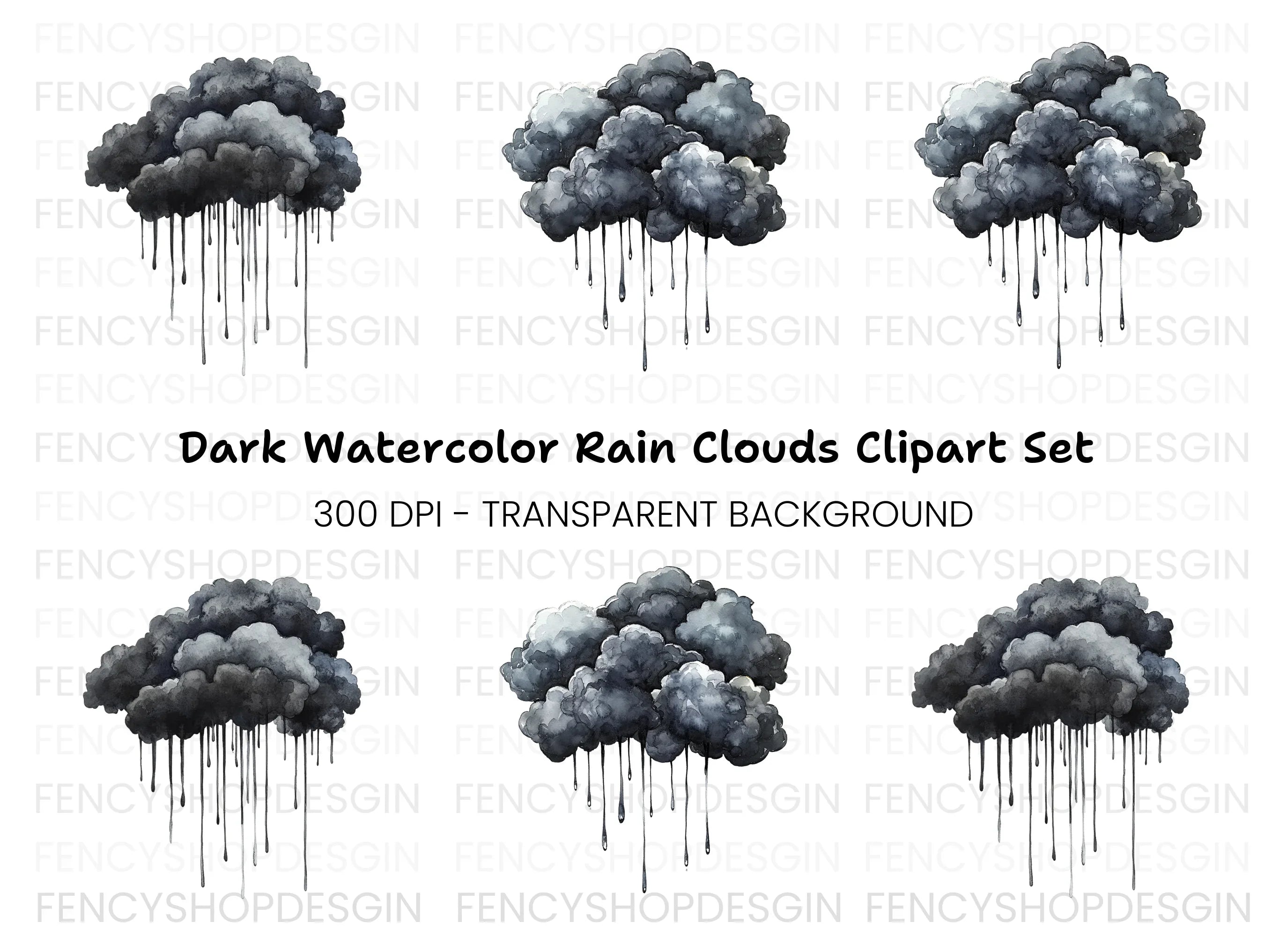 Storm Clouds Clipart Bundle