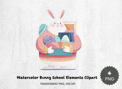 Bunny School Elements Clipart Bundle - CraftNest - Digital Crafting and Art