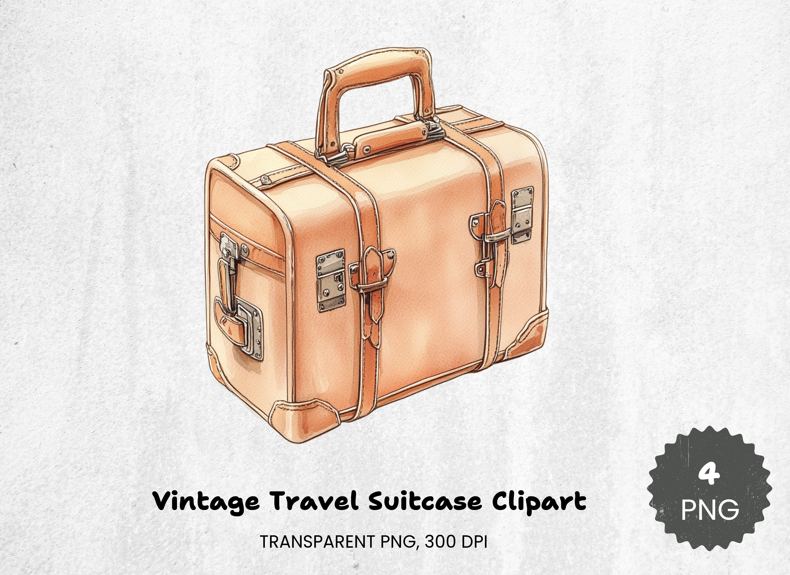 Vintage Travel Suitcase Clipart Bundle