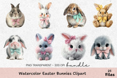 Easter Bunnies Clipart Bundle - CraftNest - Digital Crafting and Art