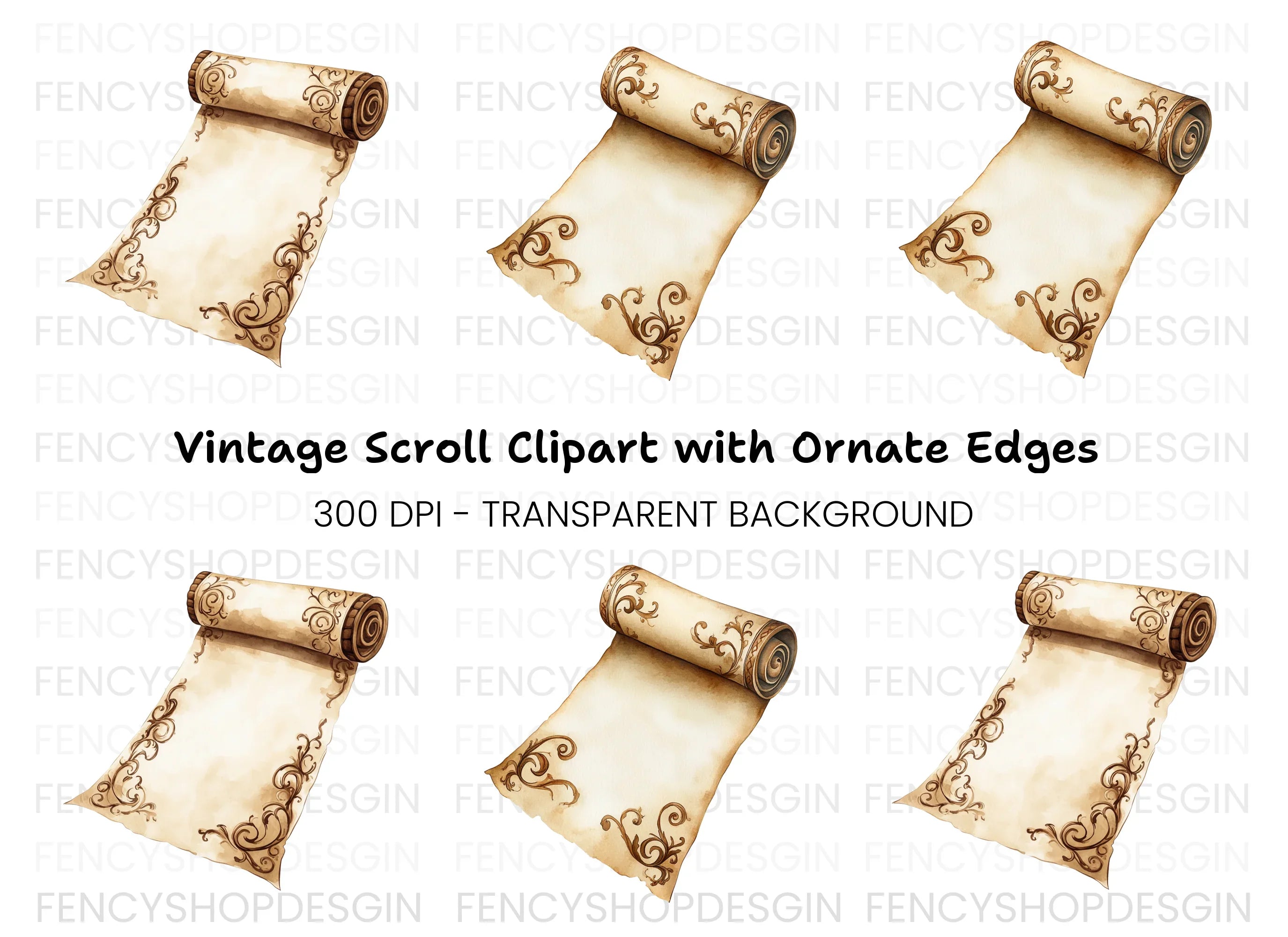 Vintage Scroll Clipart Bundle