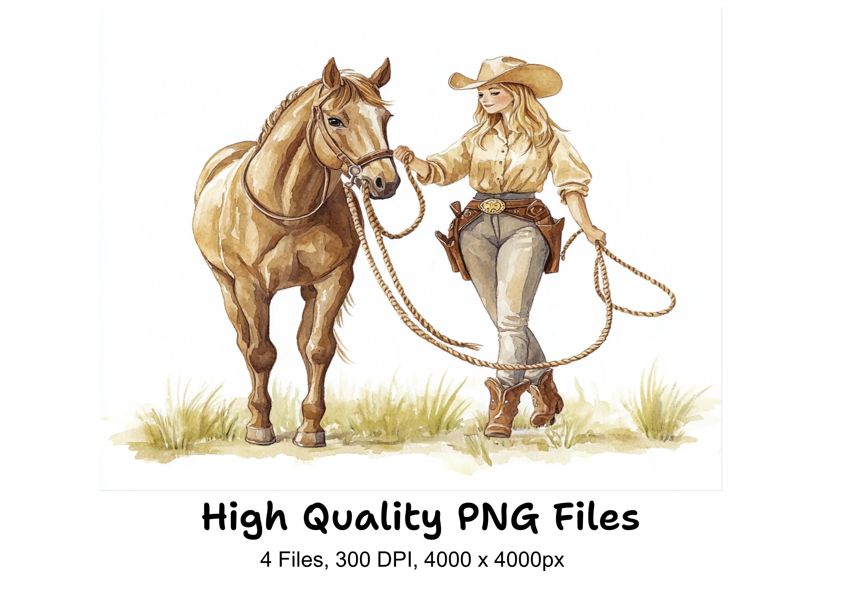 Cowgirl and Horse Clipart Bundle