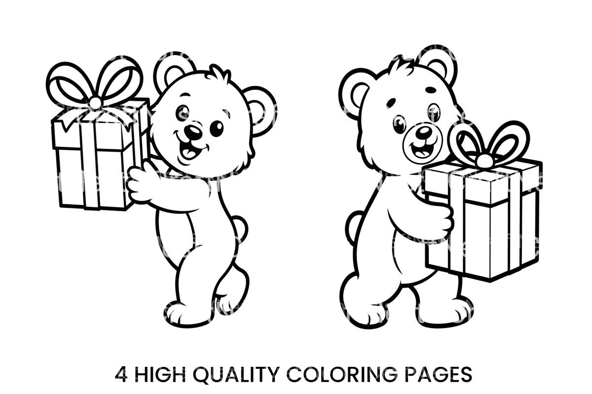 Happy Bear with Gift Box Coloring Books