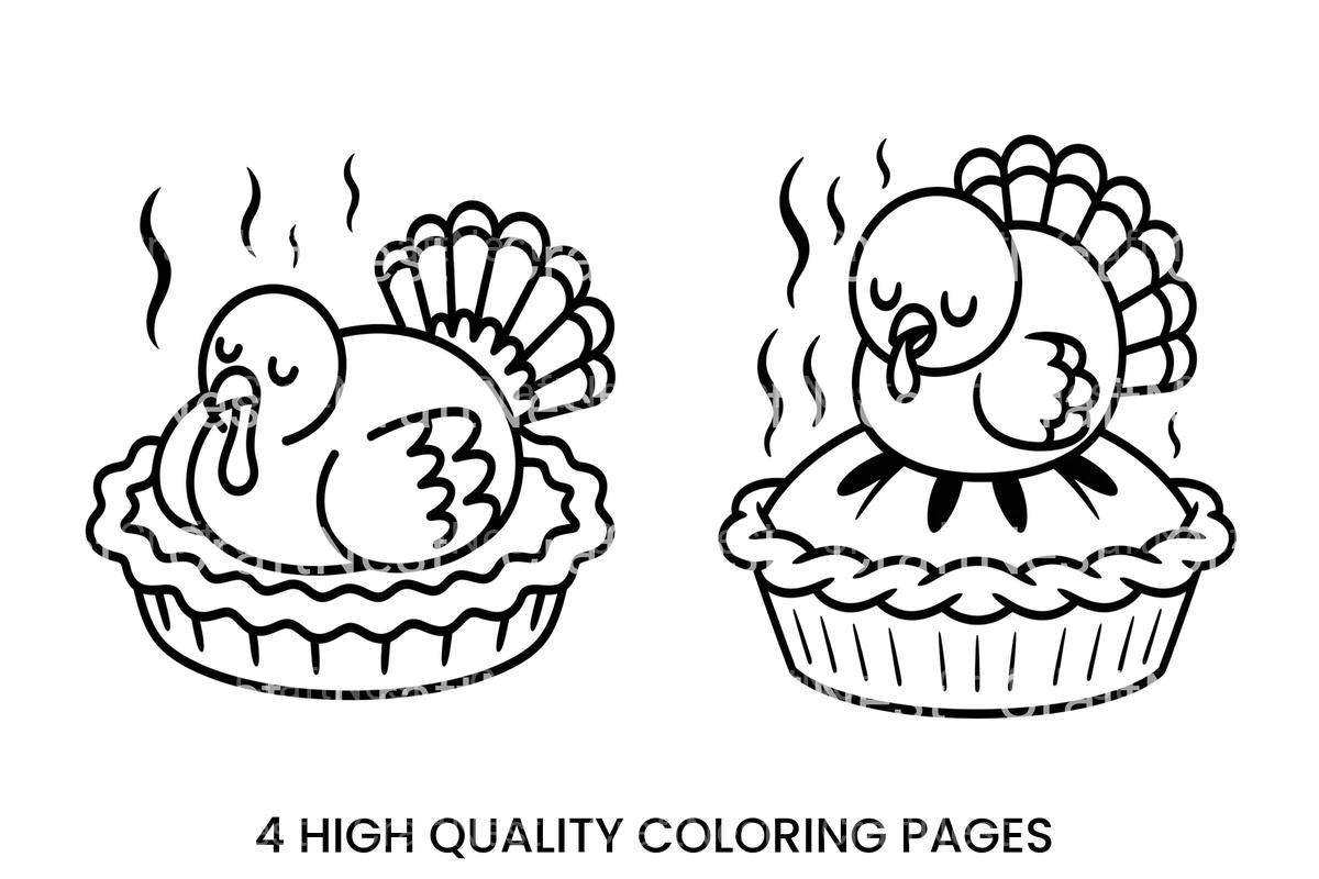 Thanksgiving Turkey Pie Coloring Books