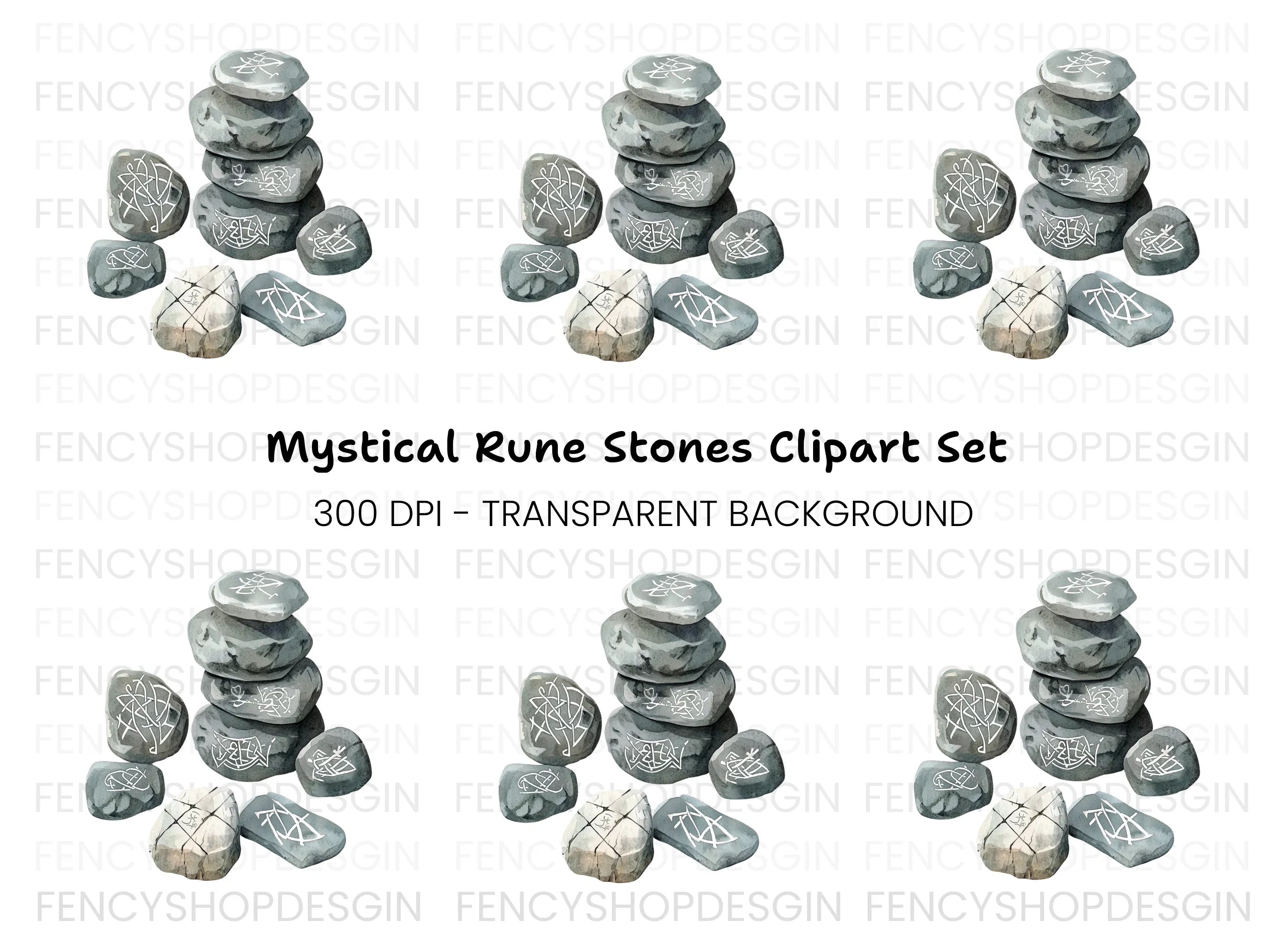 Stacked Rune Stones Clipart Bundle