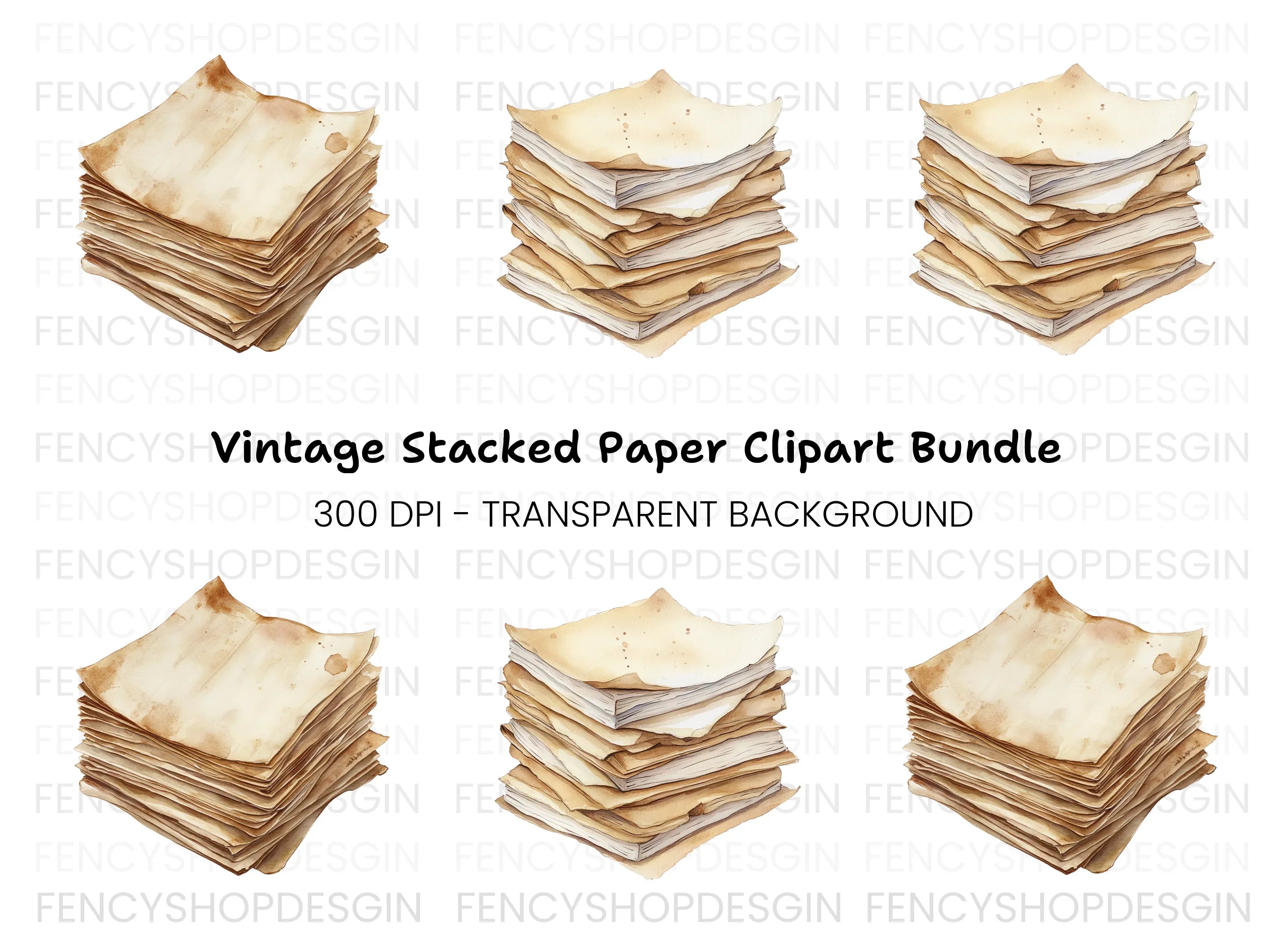 Vintage Stacks Clipart Bundle