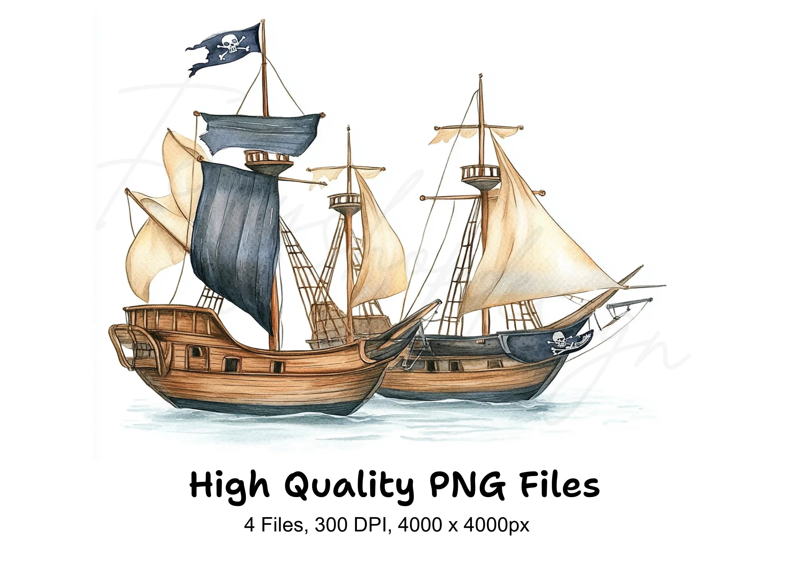 Pirate Ship Clipart Bundle