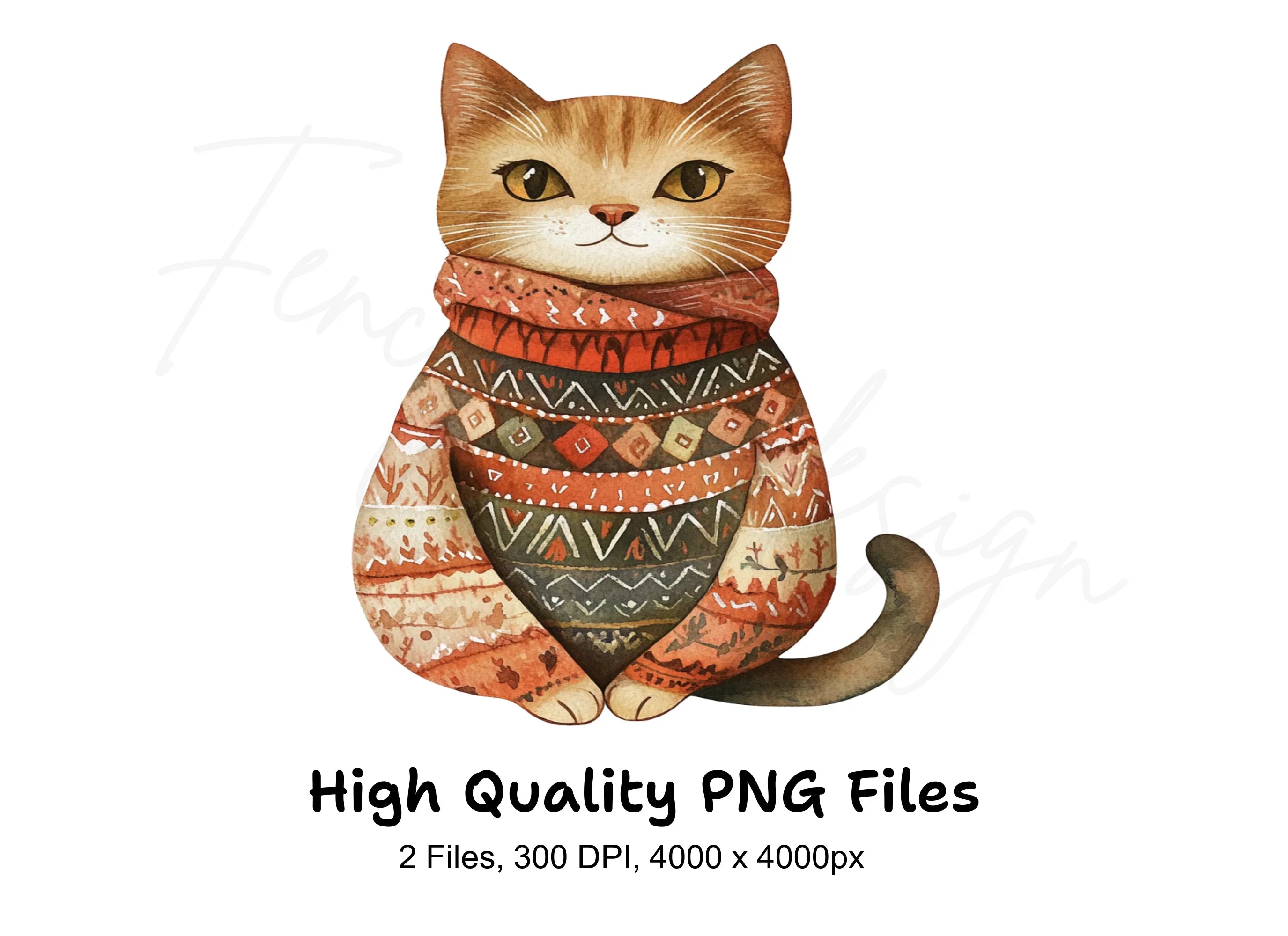 Cute Cats in Sweaters Clipart Bundle