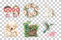 Charming Animals and Floral Elements Clipart Bundle - CraftNest - Digital Crafting and Art