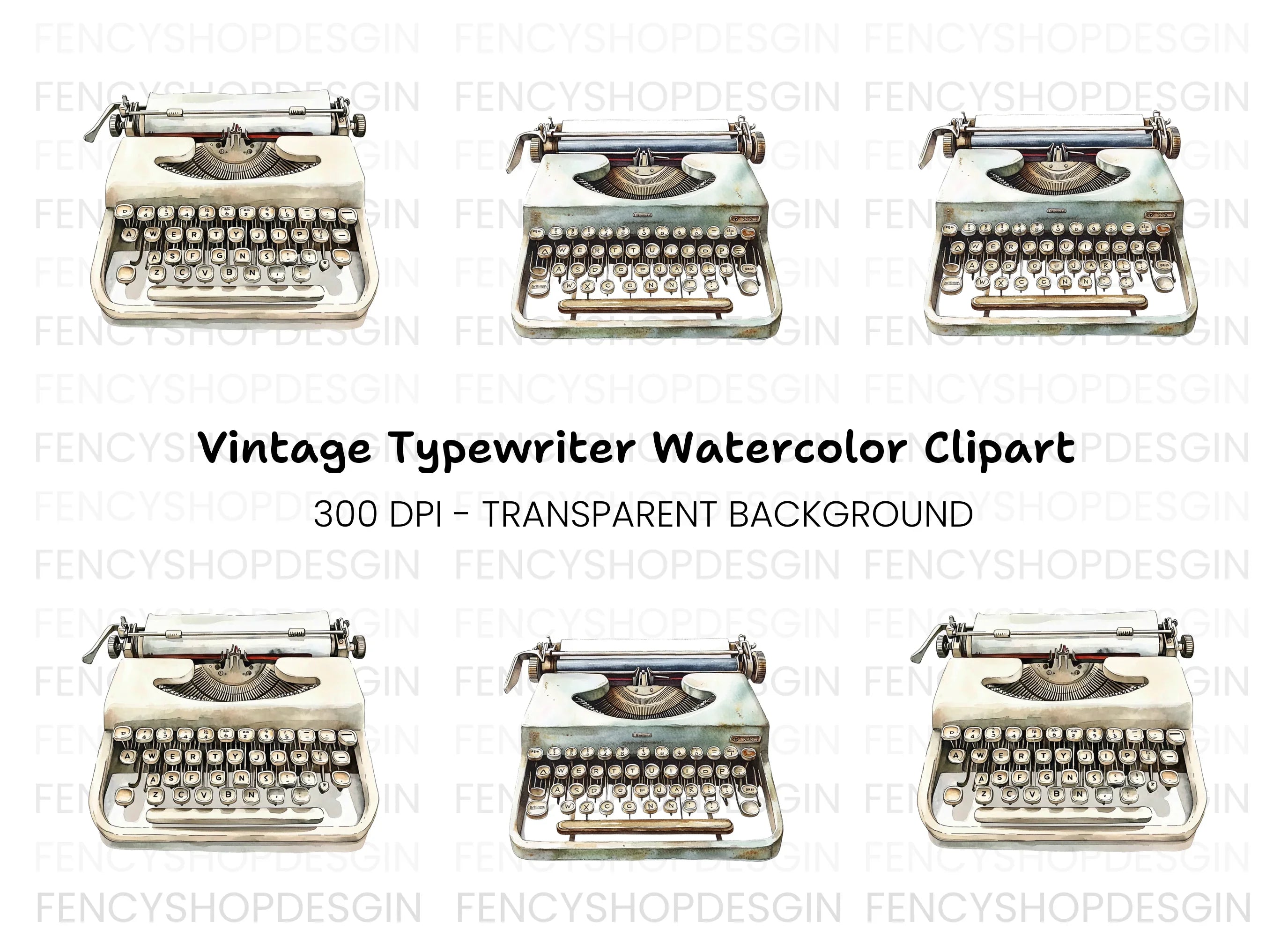 Vintage Typewriter Clipart Bundle