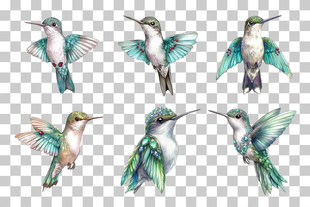 Jeweled Hummingbird Clipart Bundle - CraftNest - Digital Crafting and Art