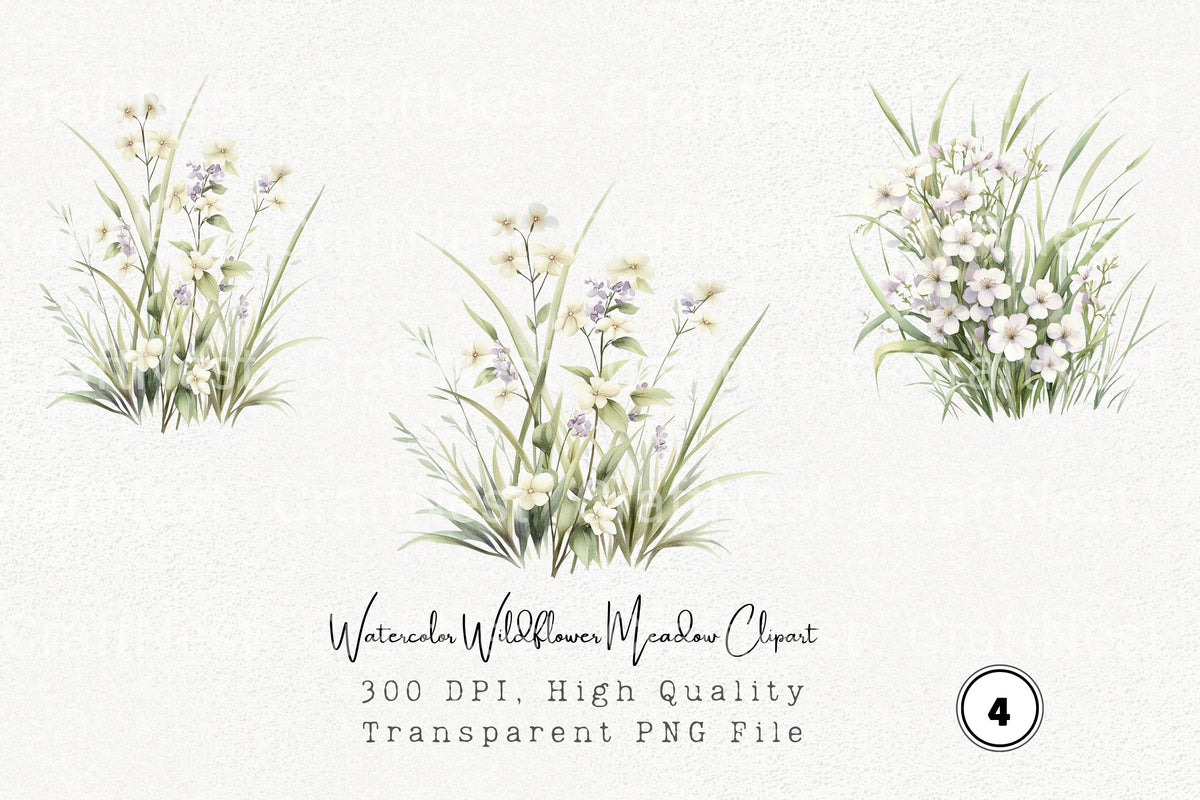 Wildflower Meadow Clipart Bundle