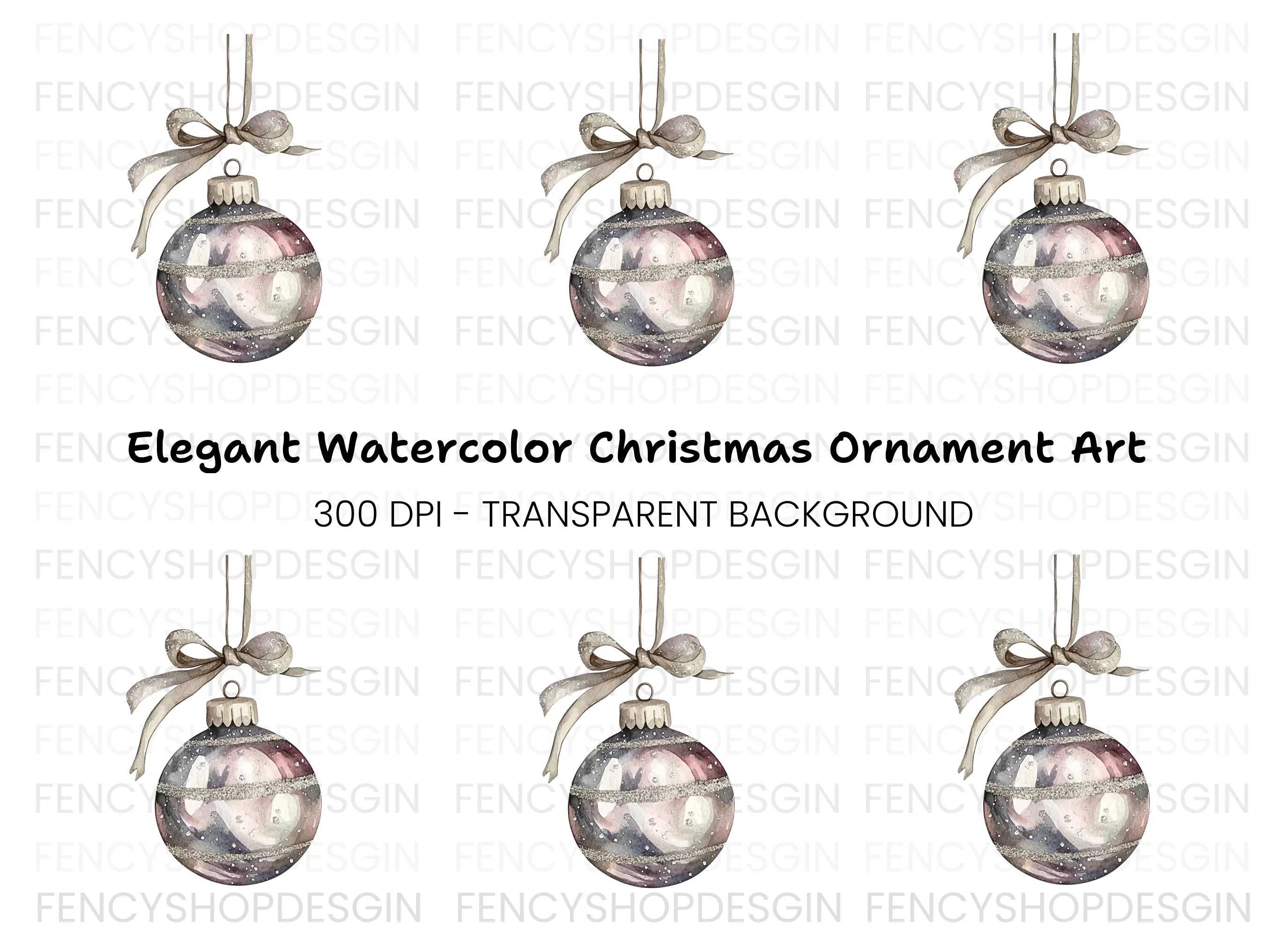 Sparkling Christmas Bauble Clipart Bundle