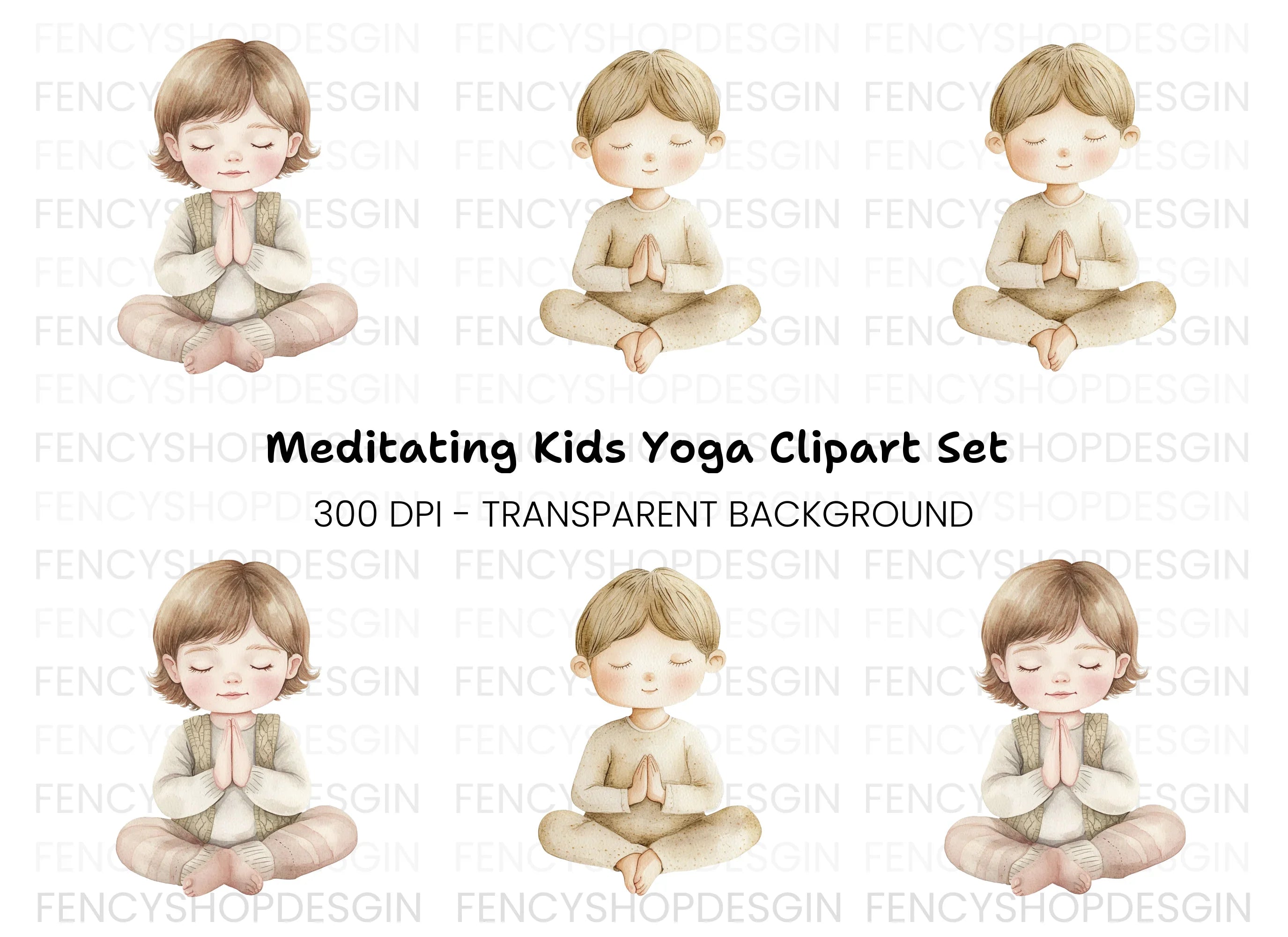Kids Yoga and Meditation Clipart Bundle