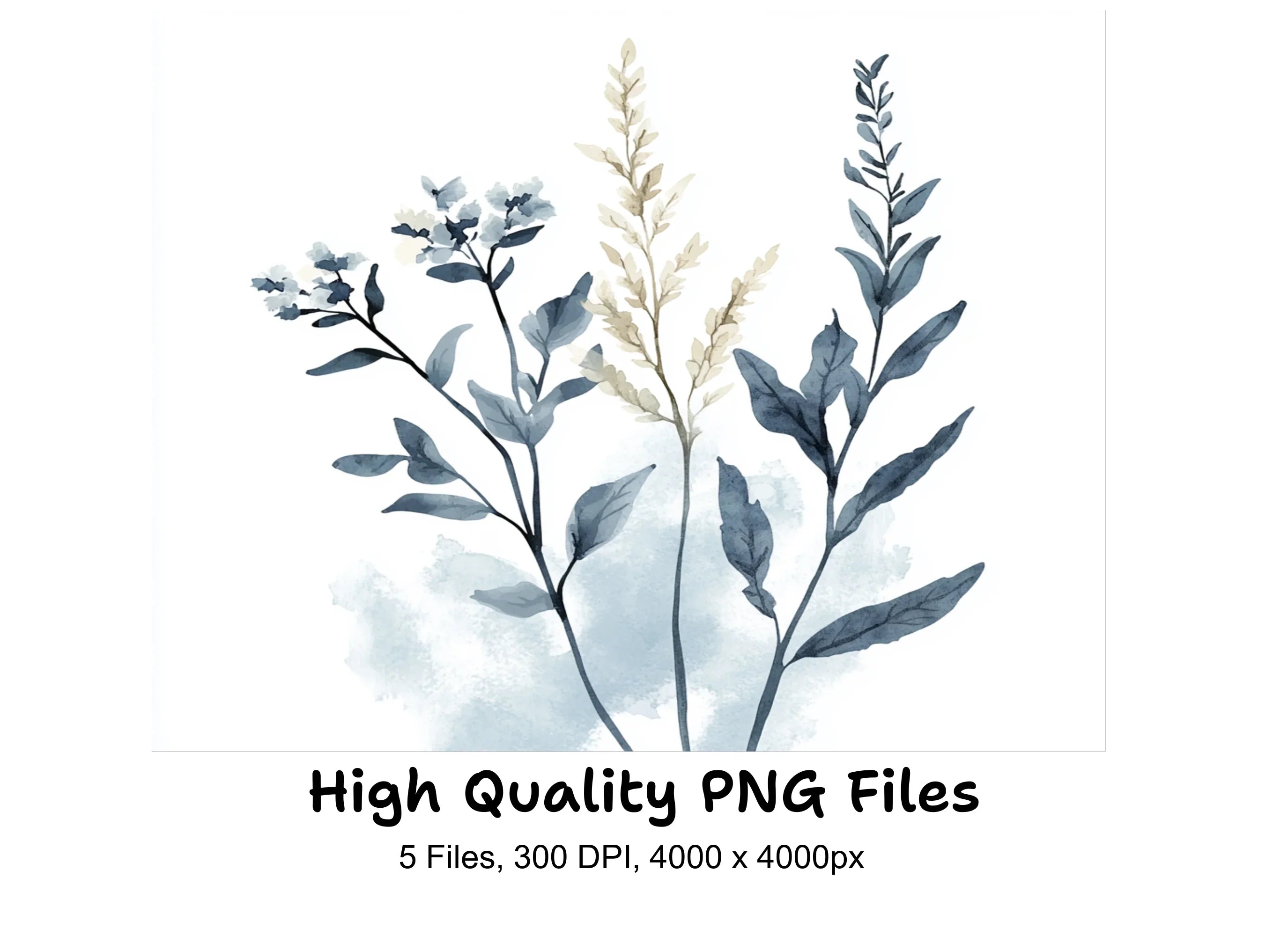 Blue Foliage Clipart Bundle