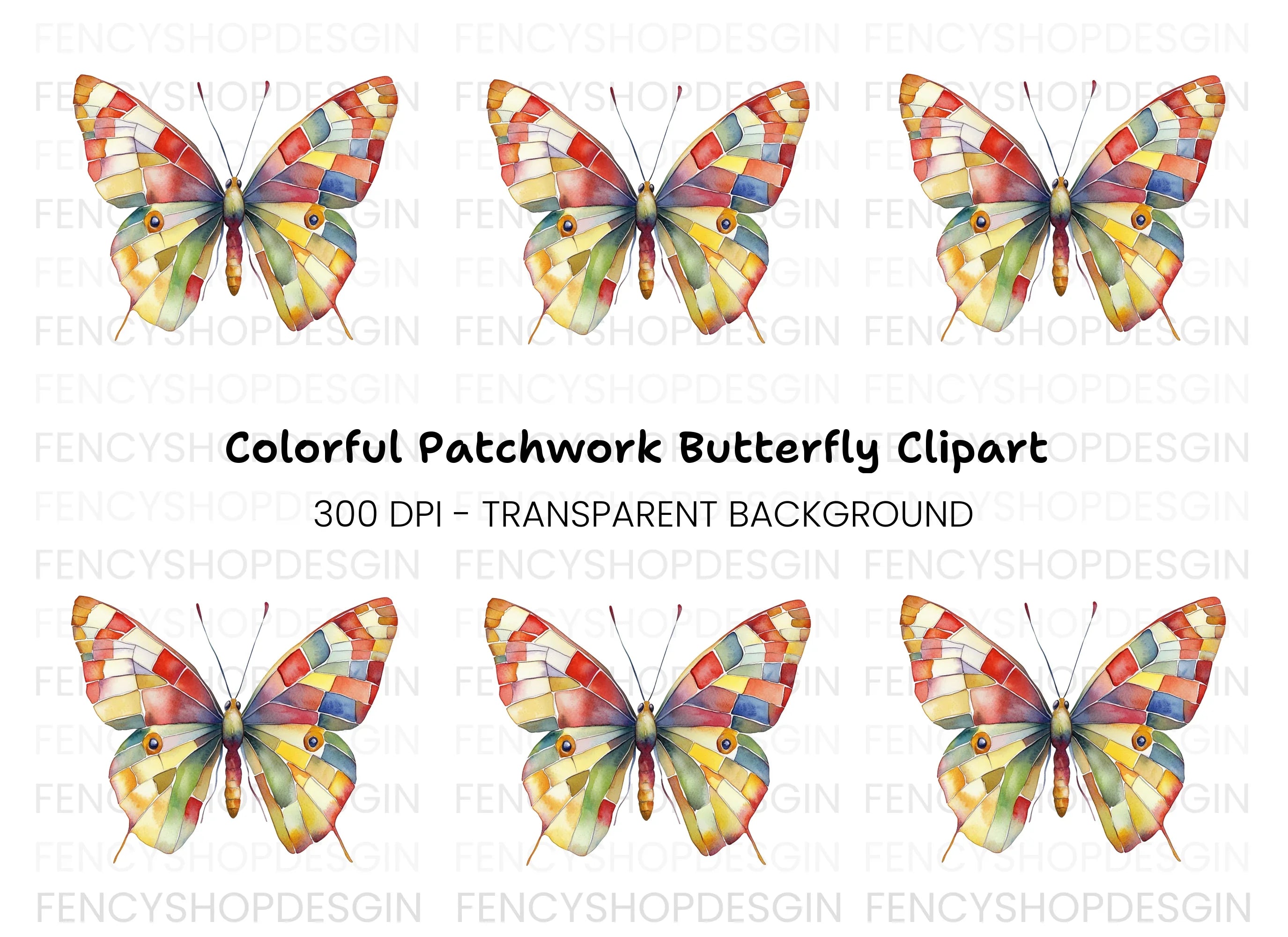 Vibrant Stained Glass Butterfly Clipart Bundle