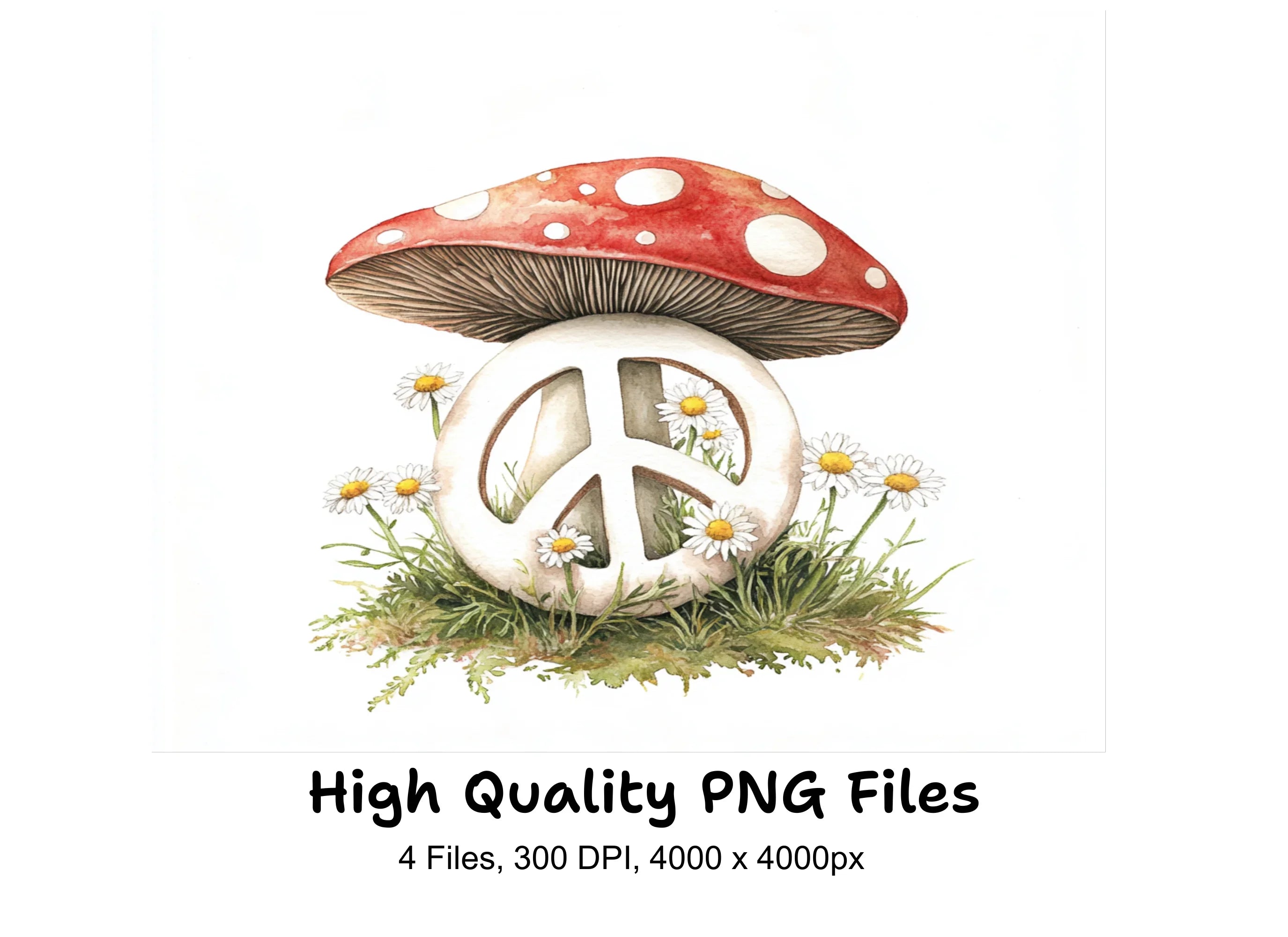 Peace Sign Mushroom Clipart Bundle