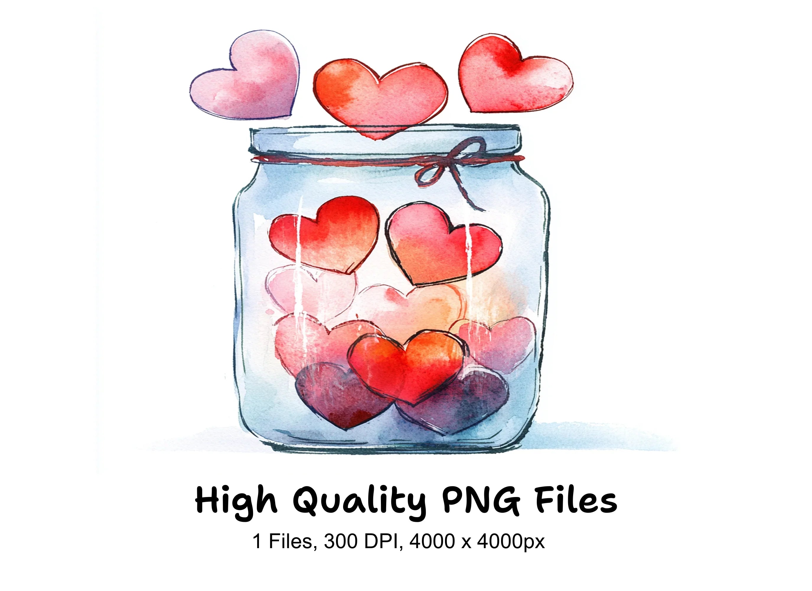 Love Hearts Jar Clipart Bundle