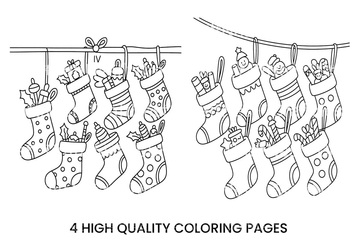 Christmas Carolers and Stockings Coloring Books