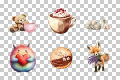 Cute Teddy Bear with Pink Teacup Clipart Bundle - CraftNest - Digital Crafting and Art