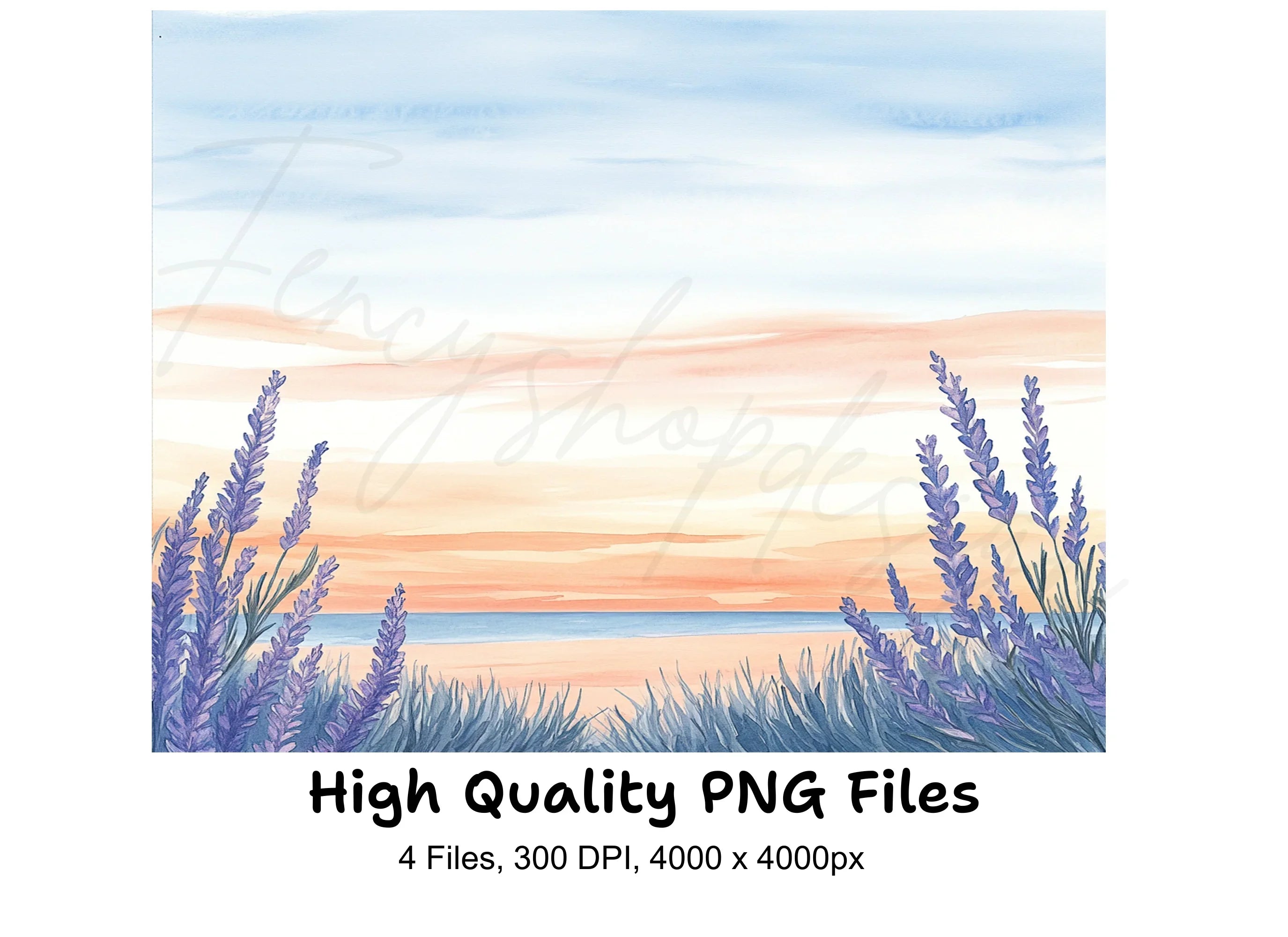 Lavender Beach Sunset Clipart Bundle