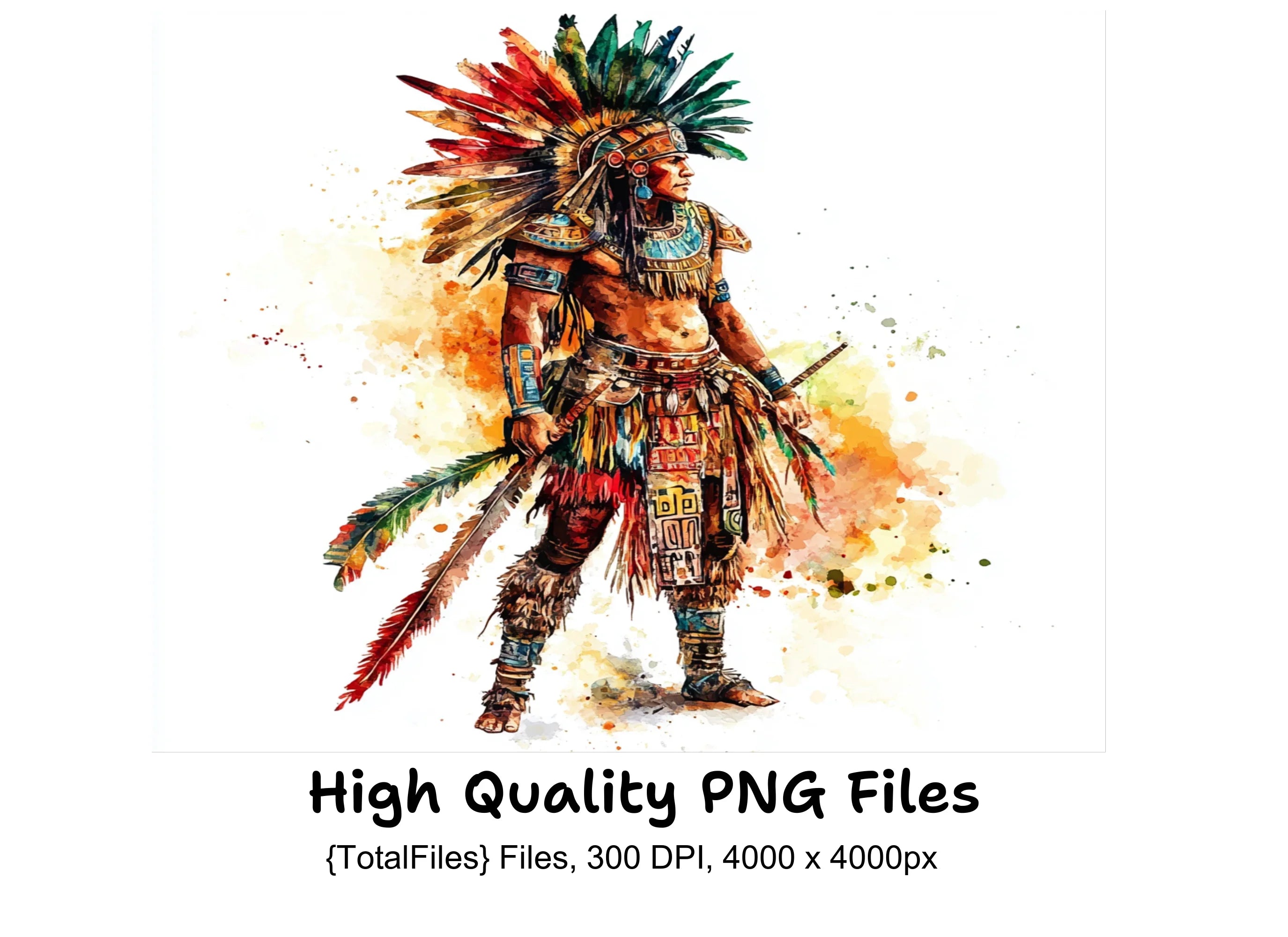 Warrior Feather Headdress Clipart Bundle