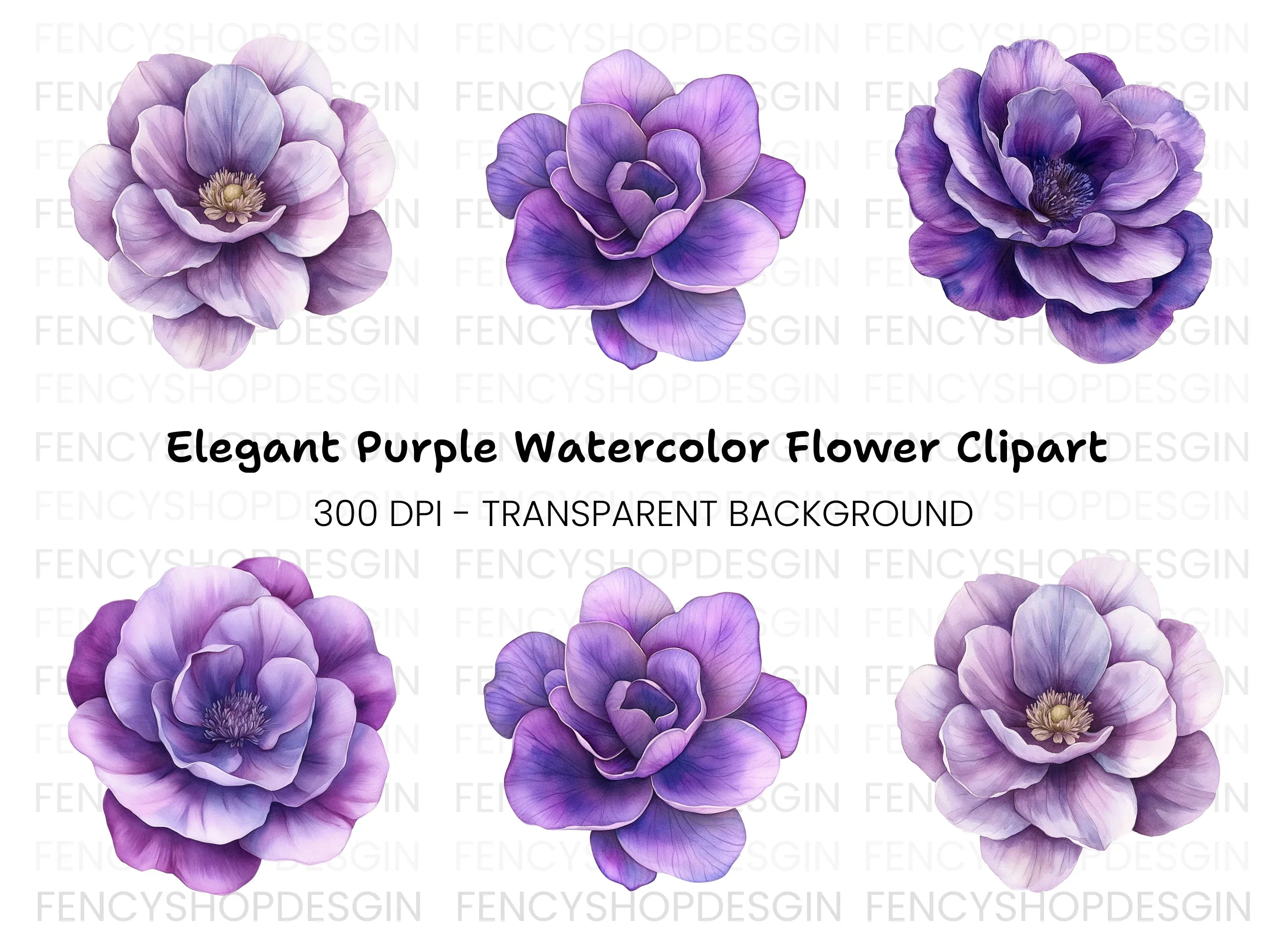 Vibrant Purple Floral Clipart Bundle