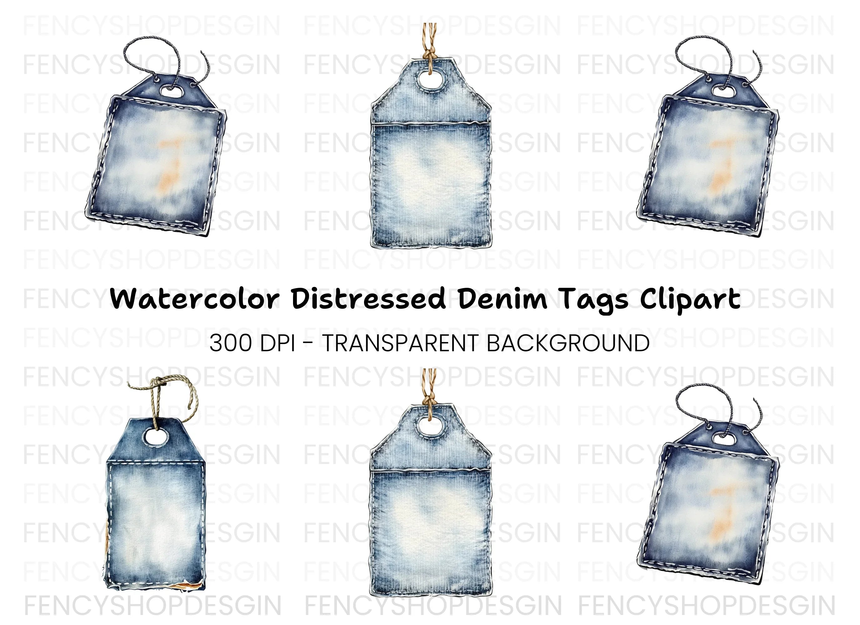 Denim Tags Clipart Bundle