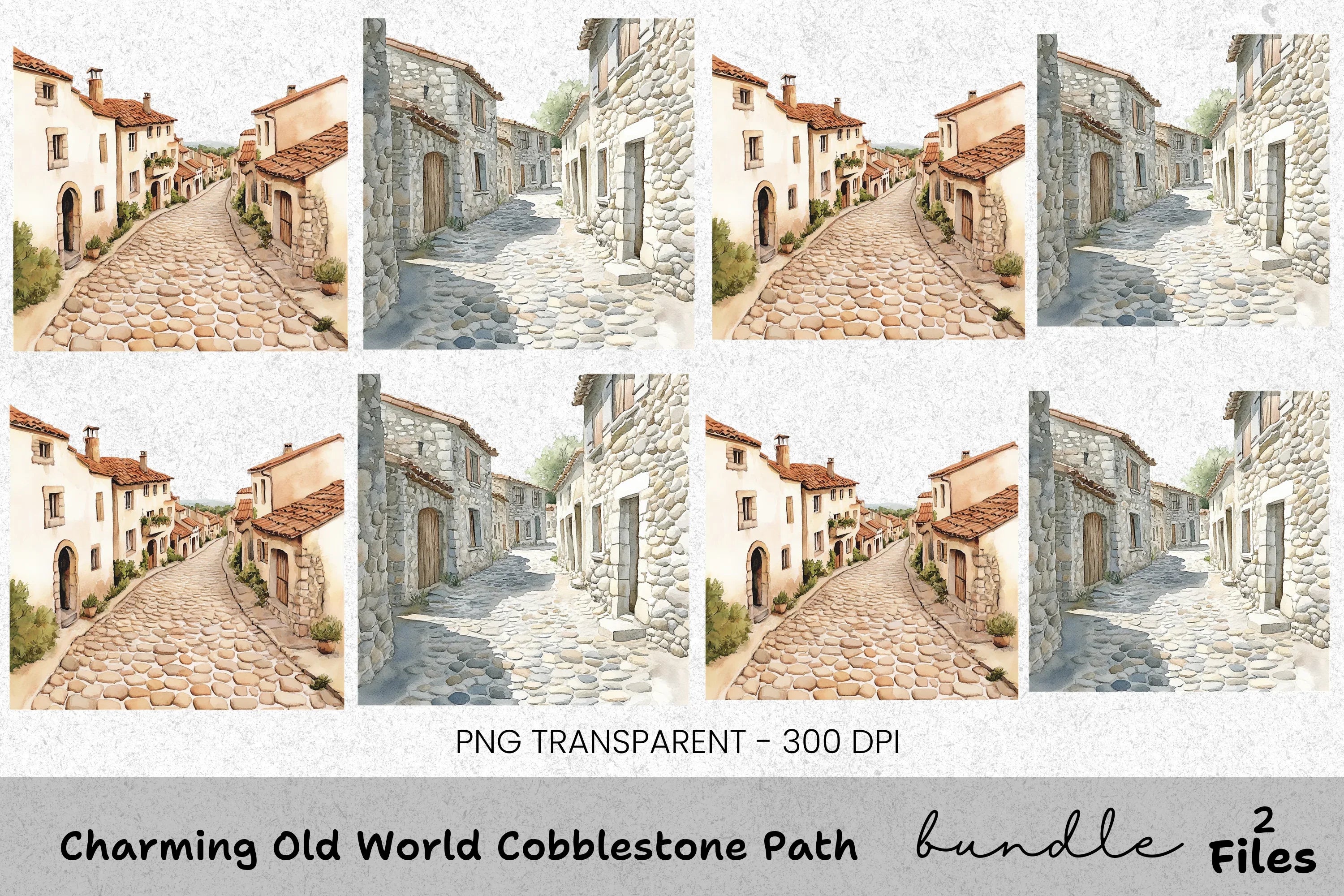 Charming Old World Cobblestone Path Clipart Bundle