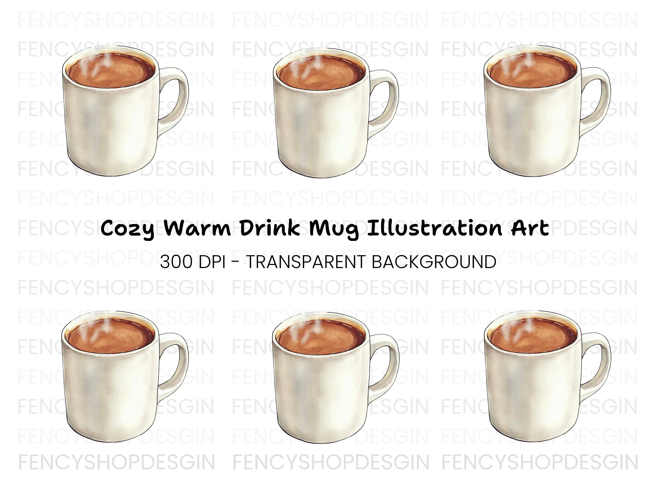 Steaming Hot Chocolate Clipart Bundle